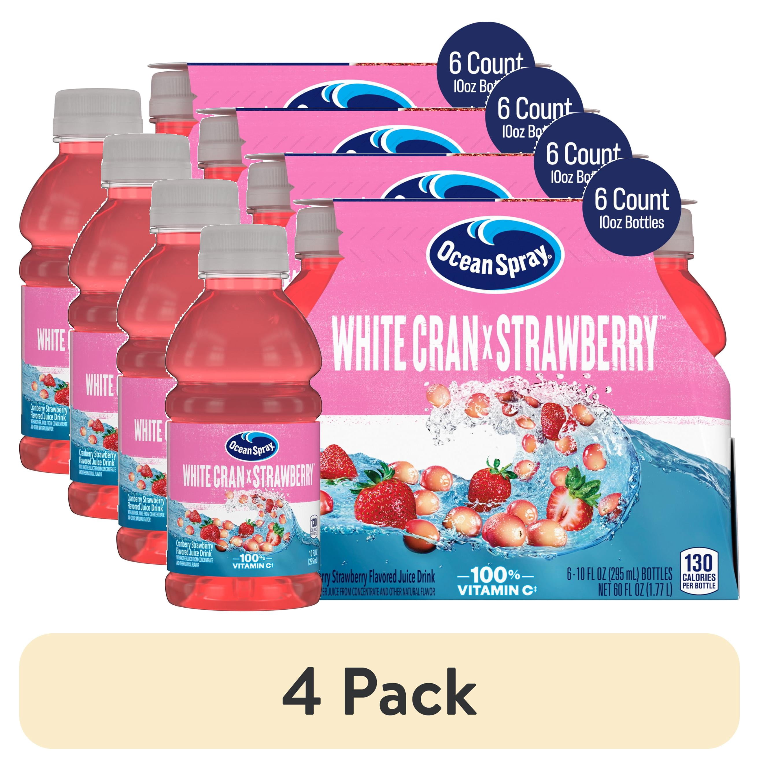 (4 pack) Ocean Spray White Cranberry -Strawberry Juice Drink, 10 fl oz Bottle, 6 count