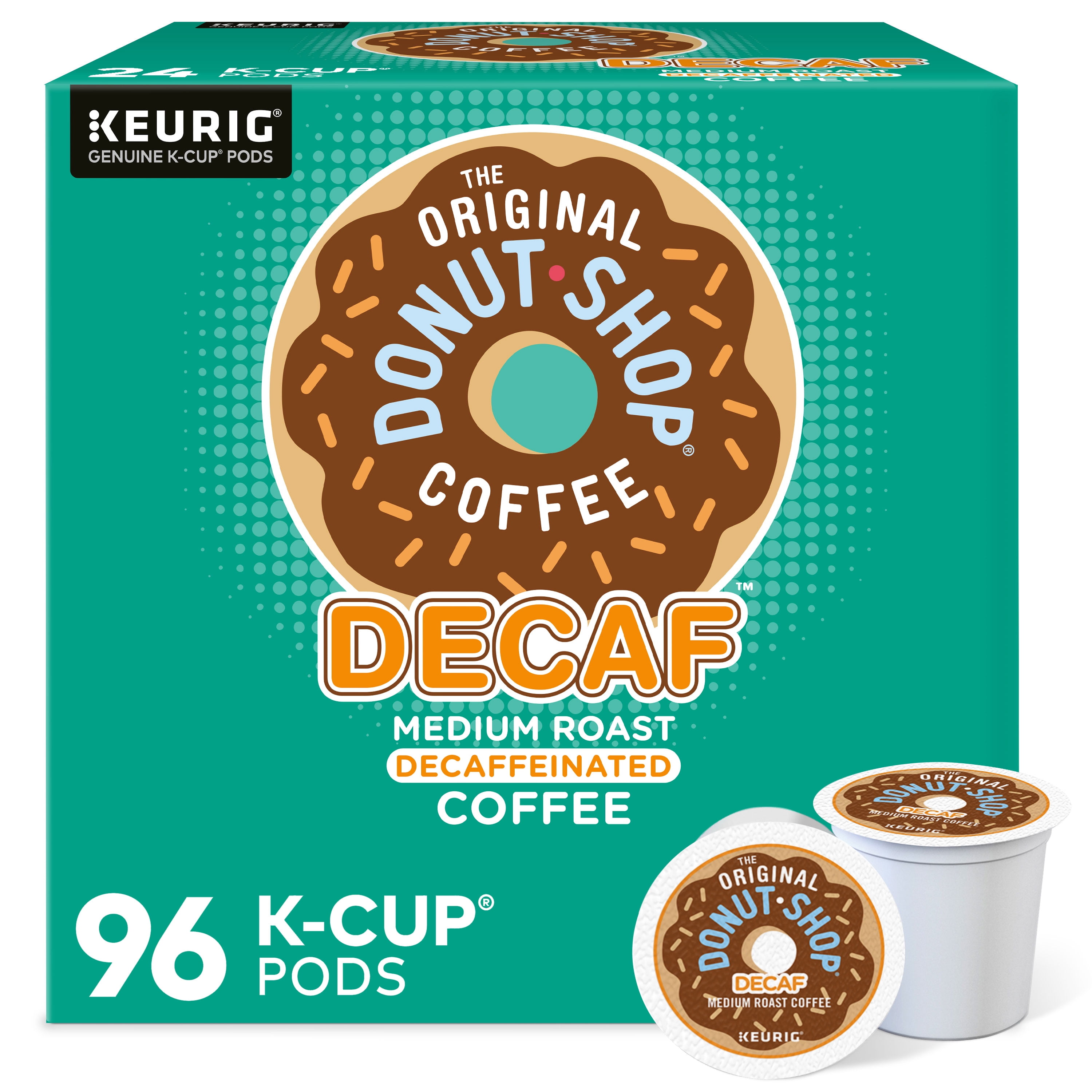 (4 pack) The Original Donut Shop Decaf K-Cup Coffee Pods, Medium Roast, 24 Count for Keurig Brewers