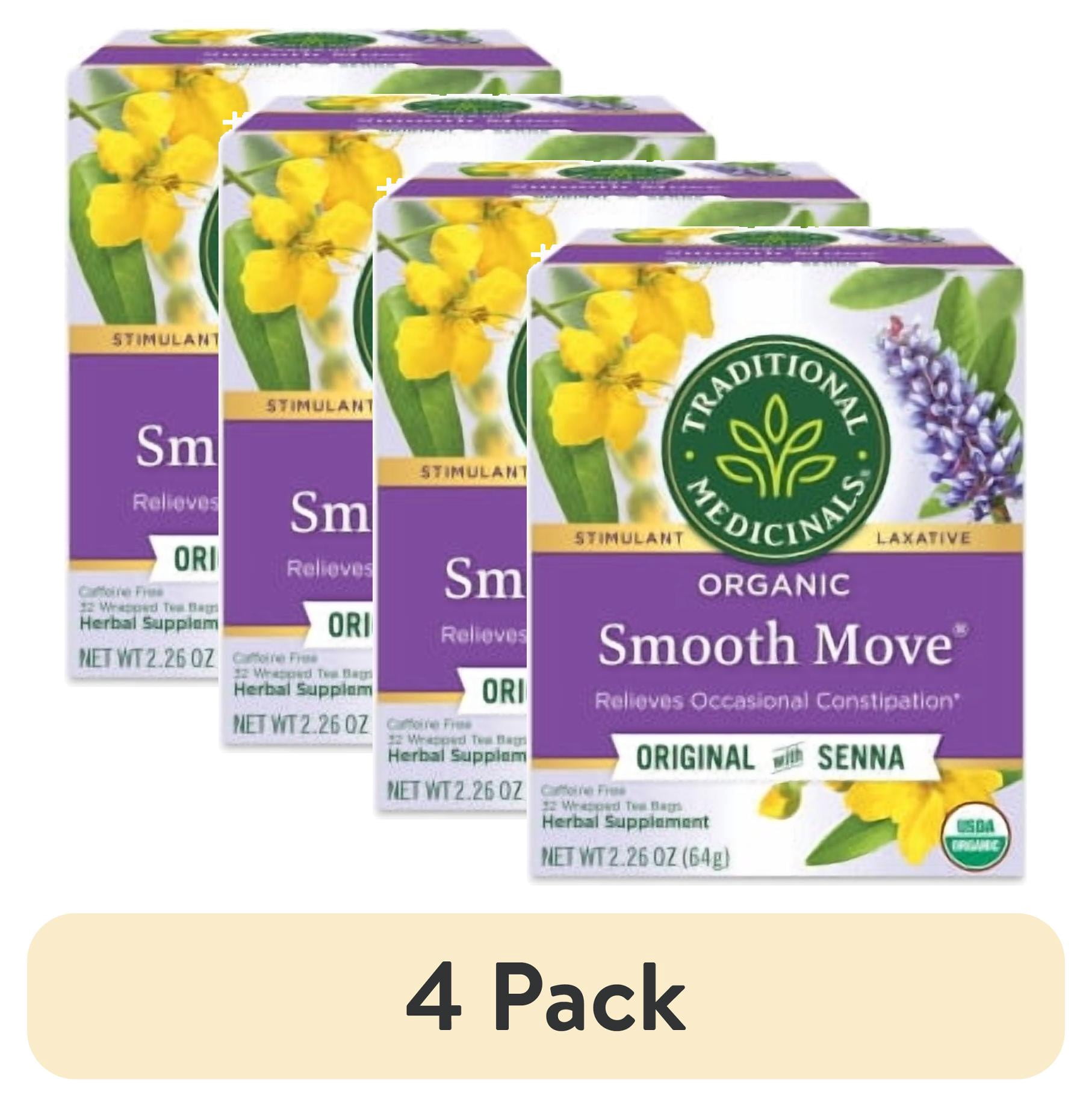 (4 pack) Traditional Medicinals Organic Smooth Move Senna Tea Bags for Constipation Relief, 32 Count