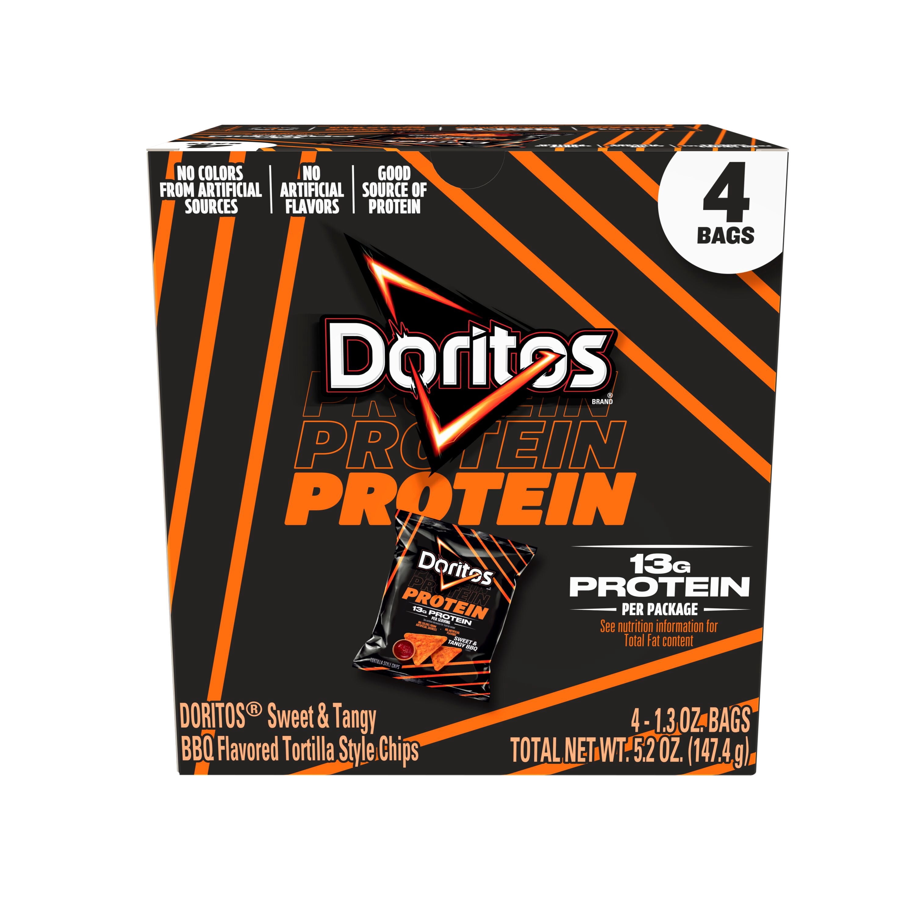 Doritos Protein Sweet & Tangy Barbecue Tortilla Chips Bag, 5.2 oz Multipack