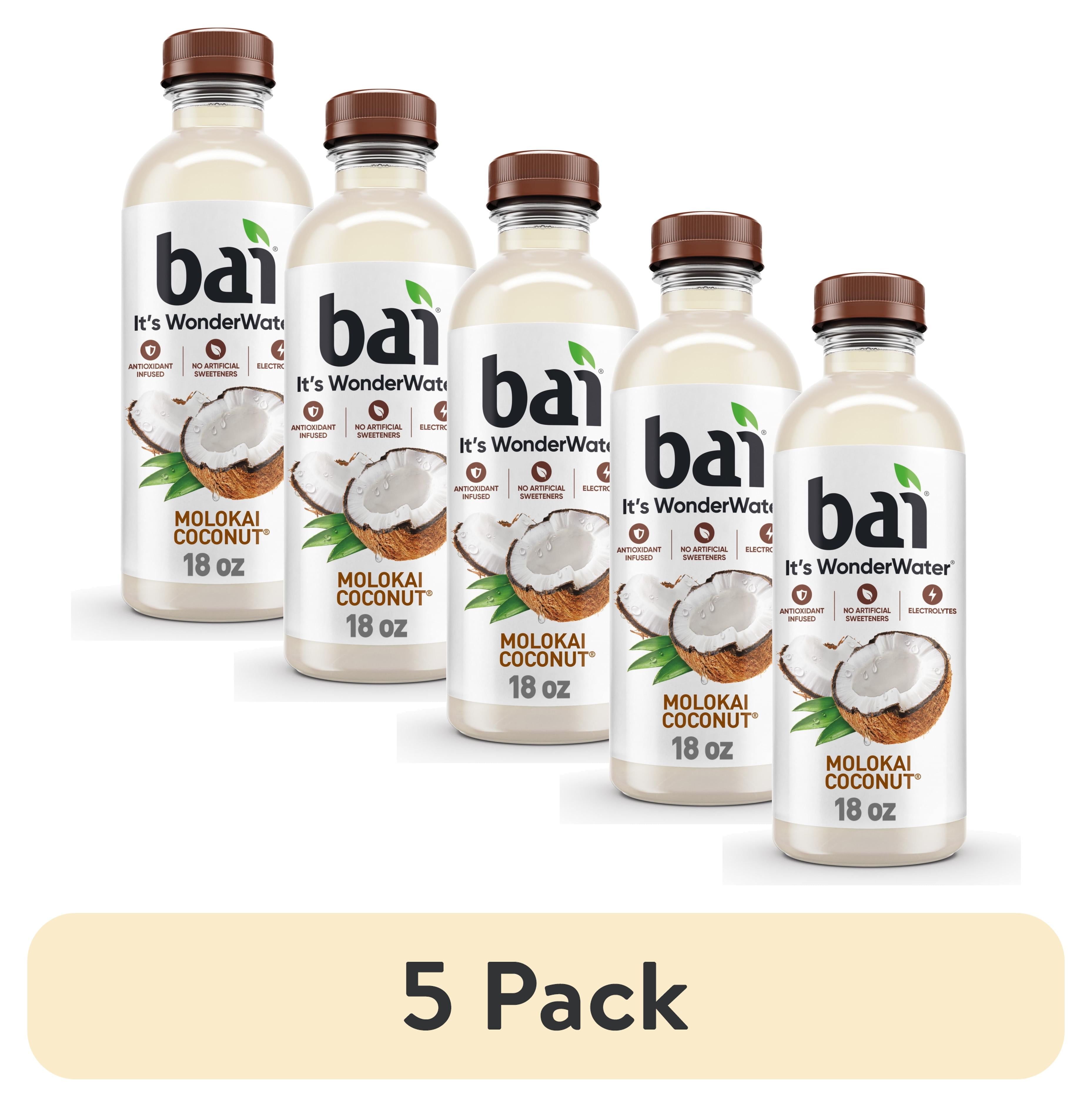 (5 pack) Bai Molokai Coconut Antioxidant Infused Water Beverage, 18 fl oz, Bottle