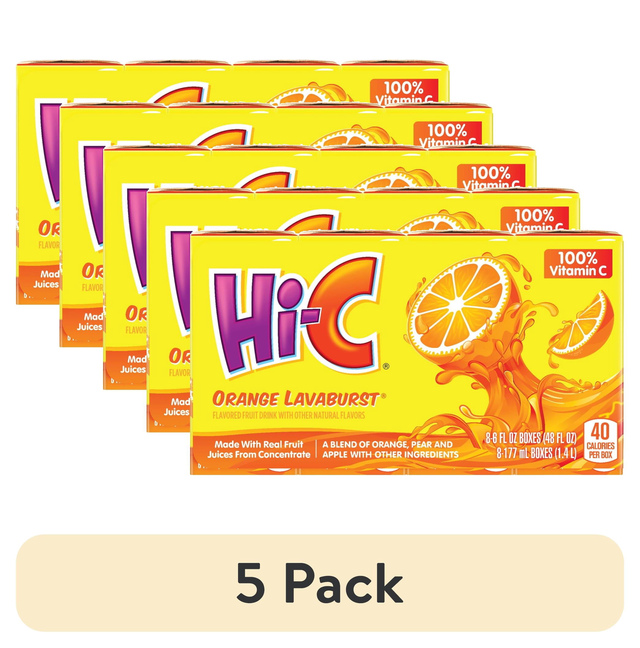 (5 pack) Hi-C Orange Lavaburst Juice Drink Cartons, 6 fl oz, 8 Pack