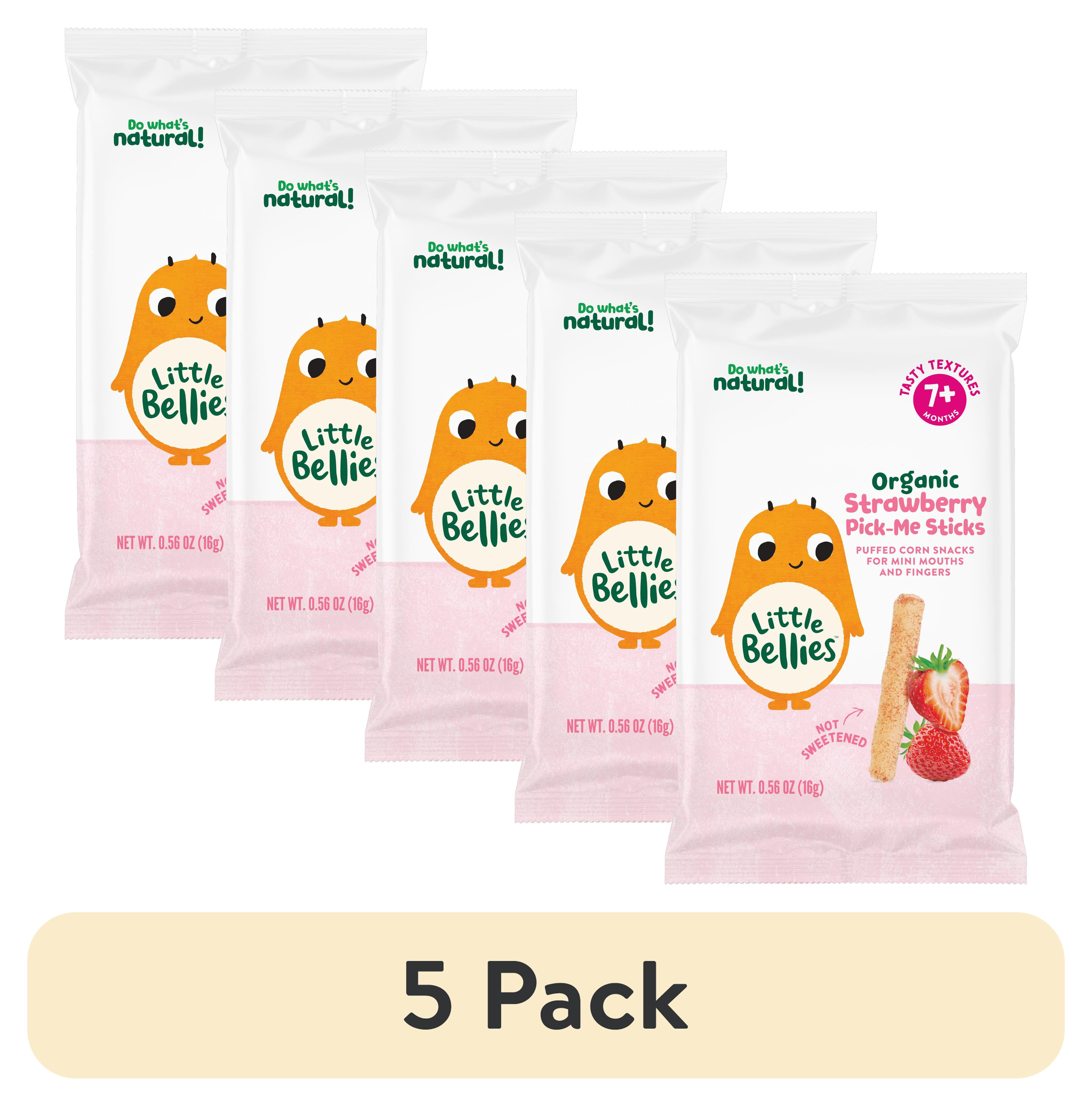 (5 pack) Little Bellies Organic Strawberry Pick-Me Sticks Puff Snack, 0.56 oz