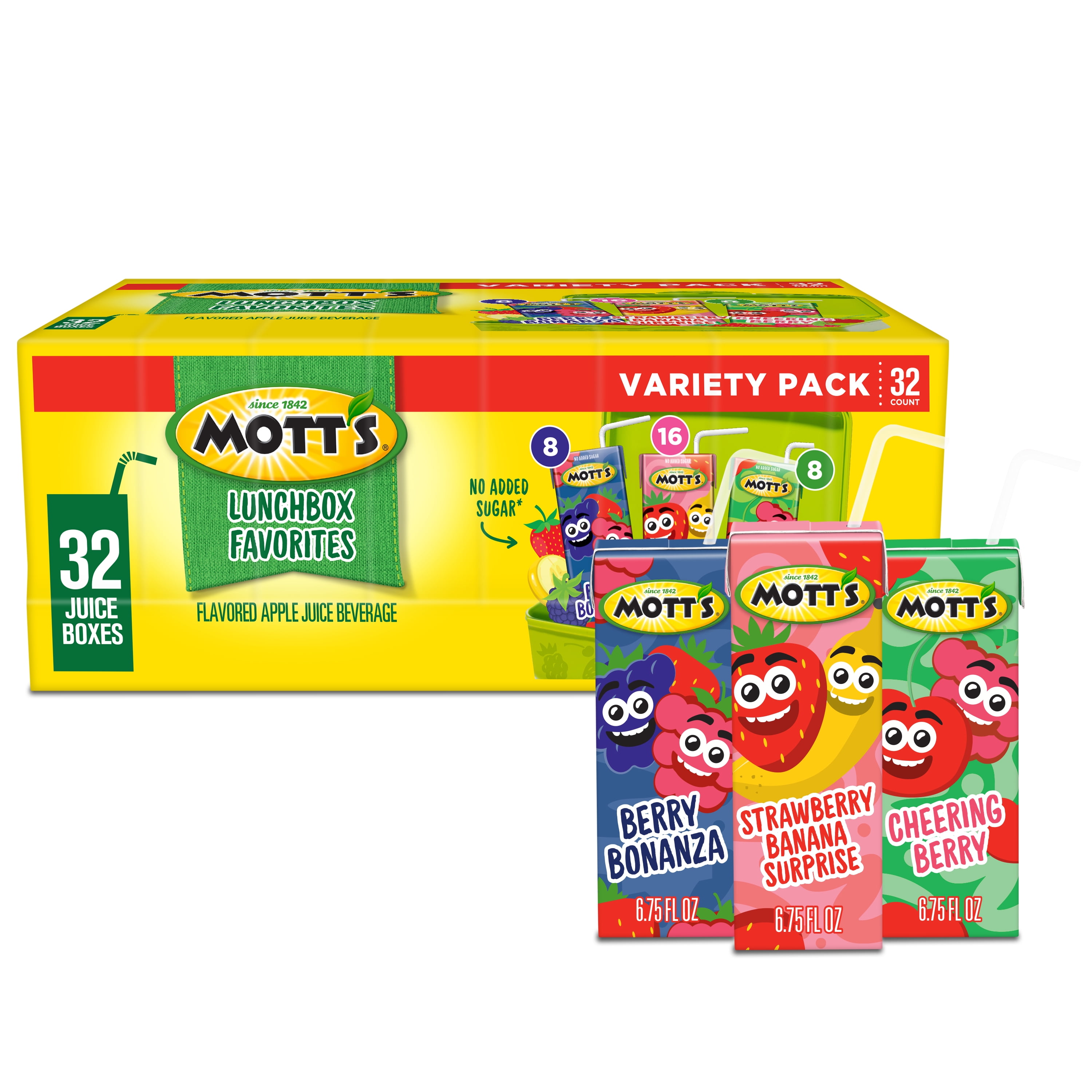 Motts Lunchbox Favorites Juice Drink Variety Pack, 6.75 fl oz, 32 Count Boxes