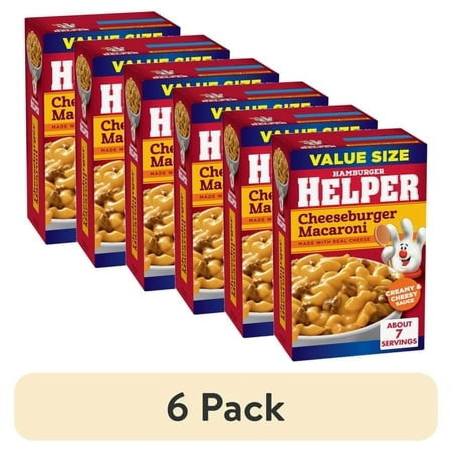 (6 pack) Hamburger Helper Pasta Cheeseburger Macaroni Value Size, 10.6 Ounces Box.