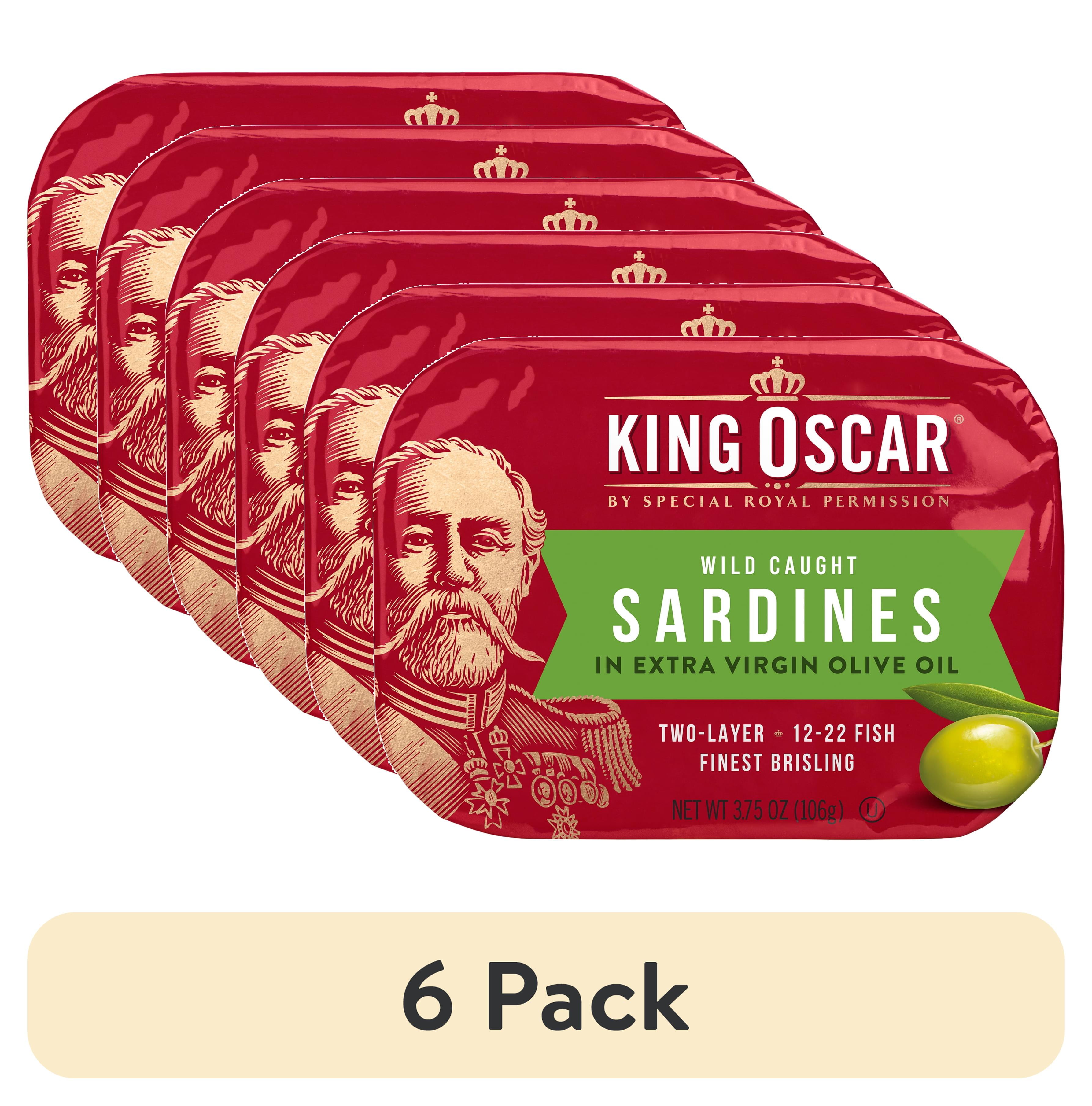 (6 pack) King Oscar Wild Caught Brisling Sardines in Extra Virgin Olive Oil 3.75 oz