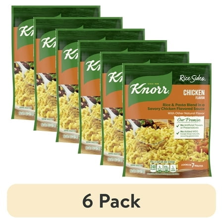 (6 pack) Knorr Chicken Flavor Rice Cooks in 7 Minutes, No Artificial Flavors, 5.6 oz Regular Pouch