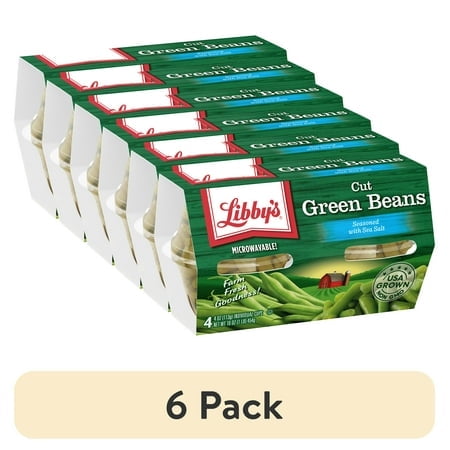 (6 pack) Libby's Cut Green Beans Lightly Seasoned With Sea Salt, 4 Oz, 4 Count Box