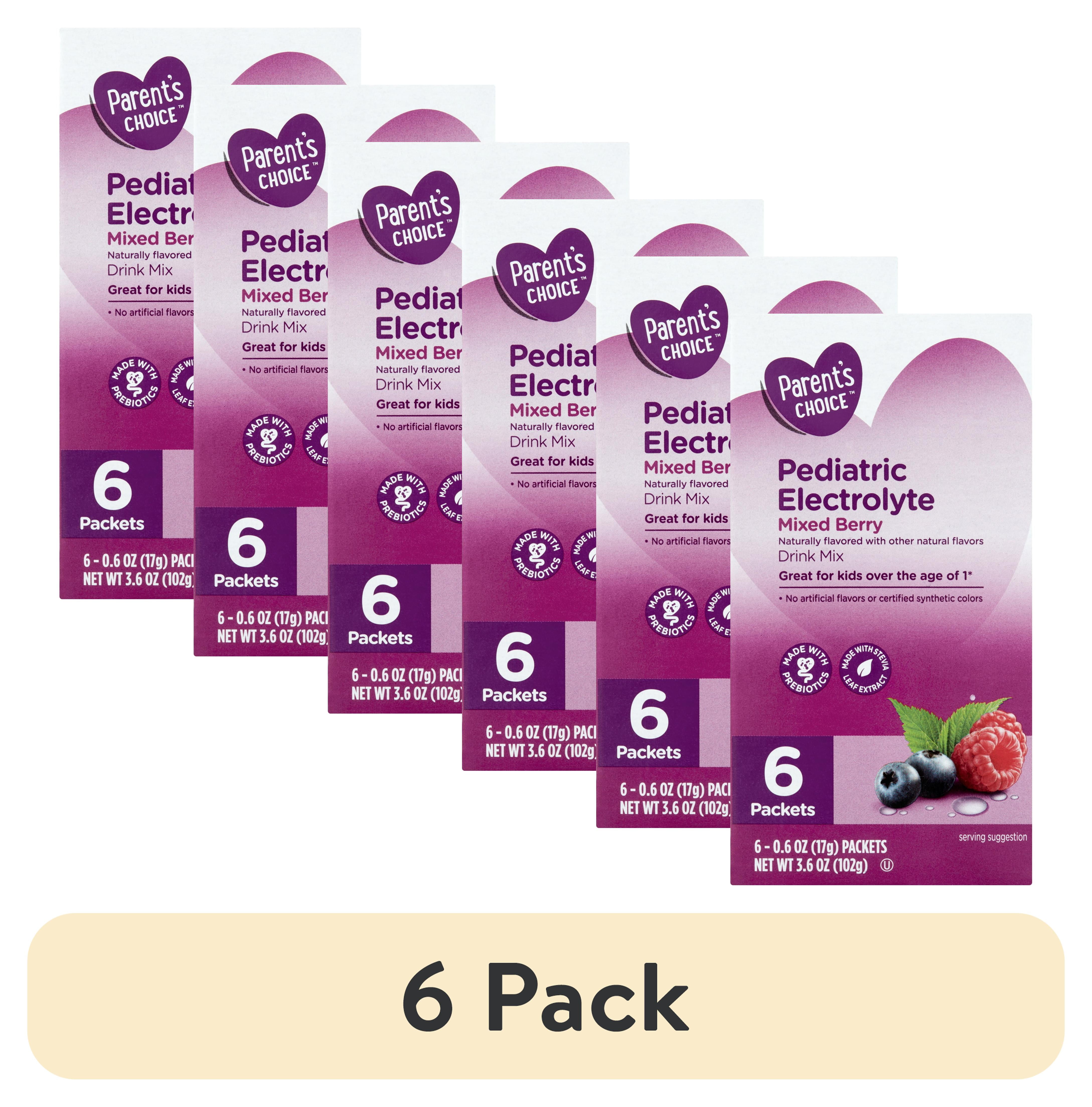 (6 pack) Parent's Choice Pediatric Electrolyte Liquid Drink Mix, Mixed Berry, 3.6 oz, 6 Pack