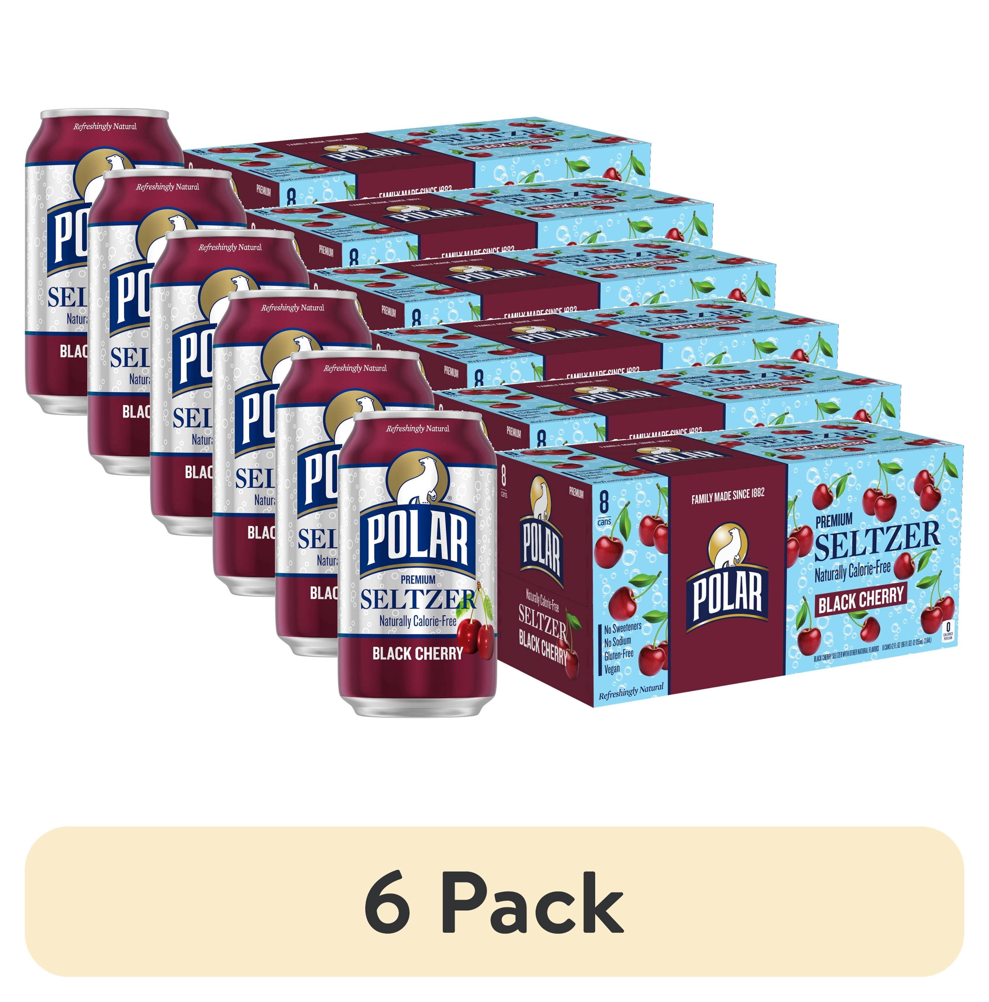 (6 pack) Polar Zero Calorie Black Cherry Sparkling Seltzer Water, 12 fl oz, 8 Pack Cans