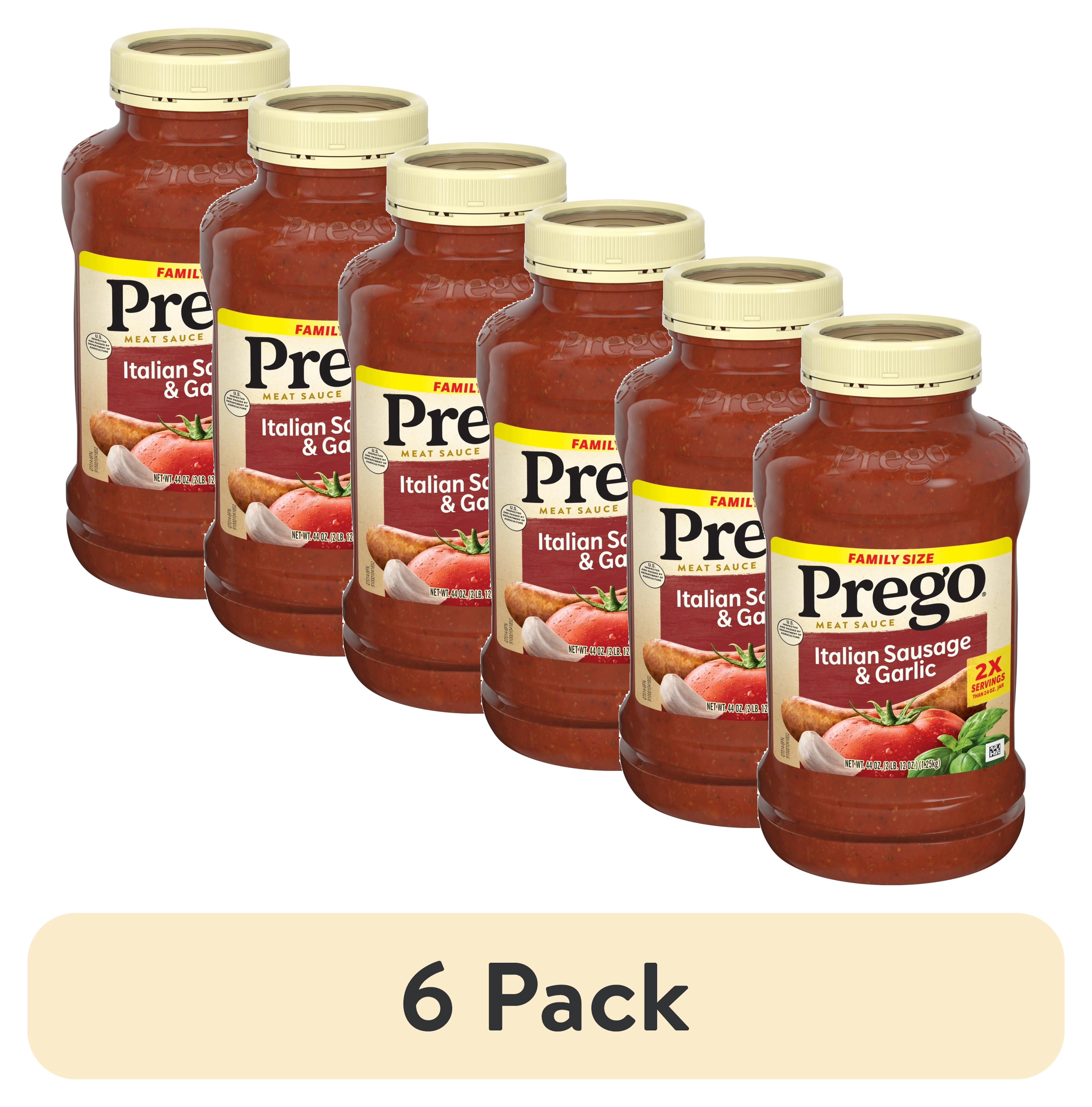 (6 pack) Prego Italian Sausage and Garlic Meat Sauce, 44 oz Jar