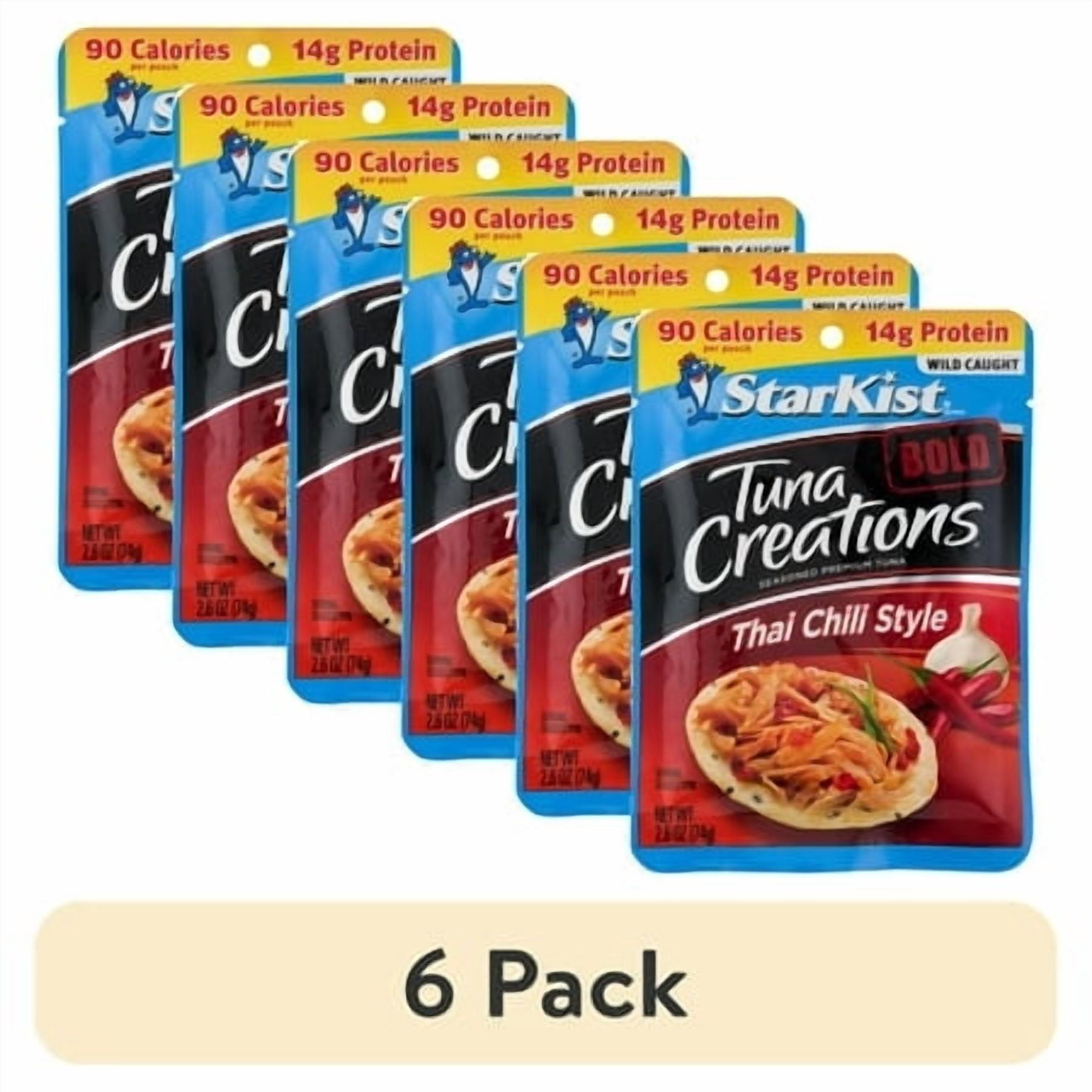 (6 pack) StarKist Tuna Creations Bold Thai Chili Style, Wild Caught, 14g Protein, 2.6 oz Pouch