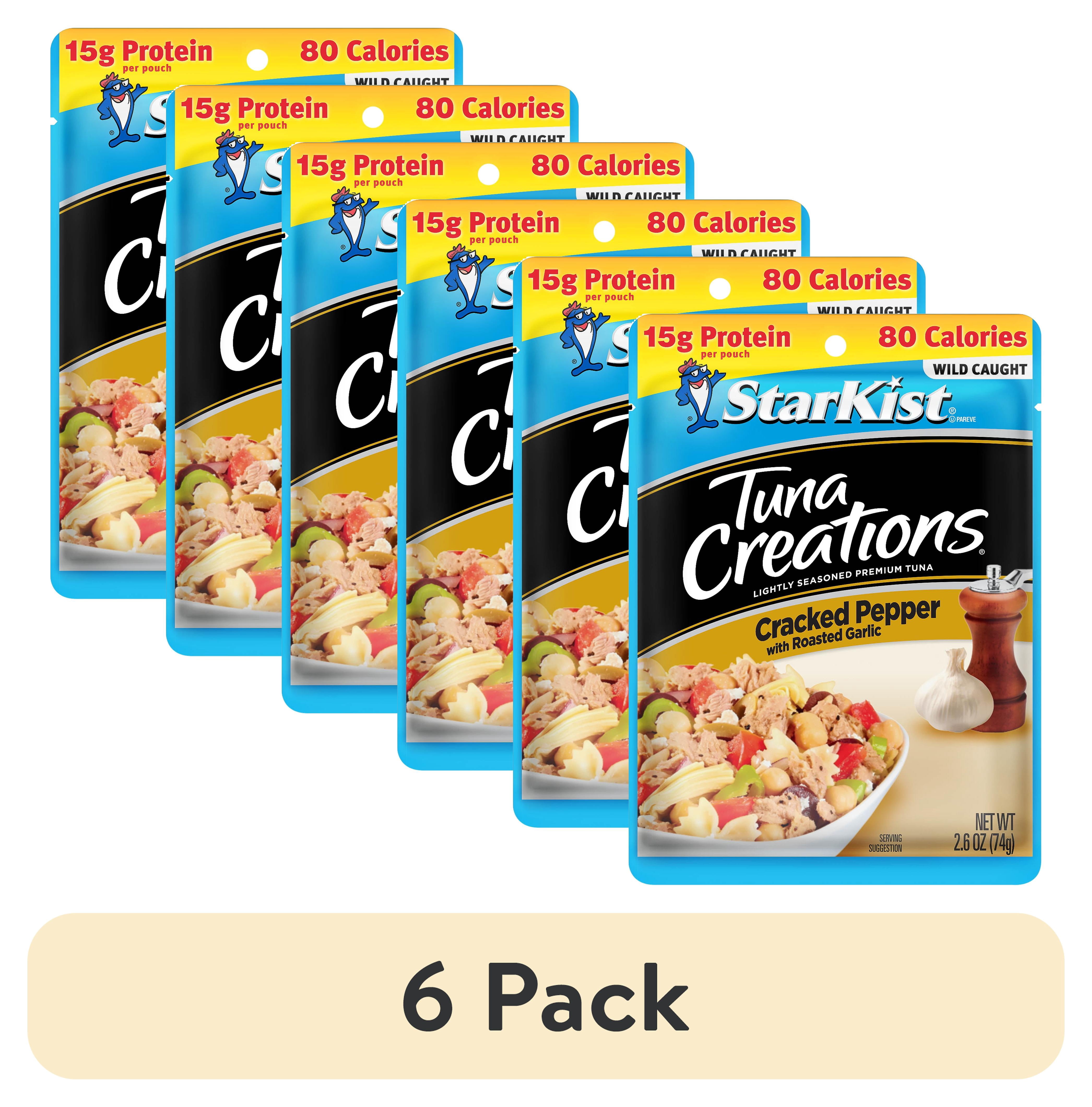 (6 pack) StarKist Tuna Creations Cracked Pepper with Roasted Garlic, Ready-to-Eat Wild Caught Tuna, 15g Protein, 2.6 oz Pouch