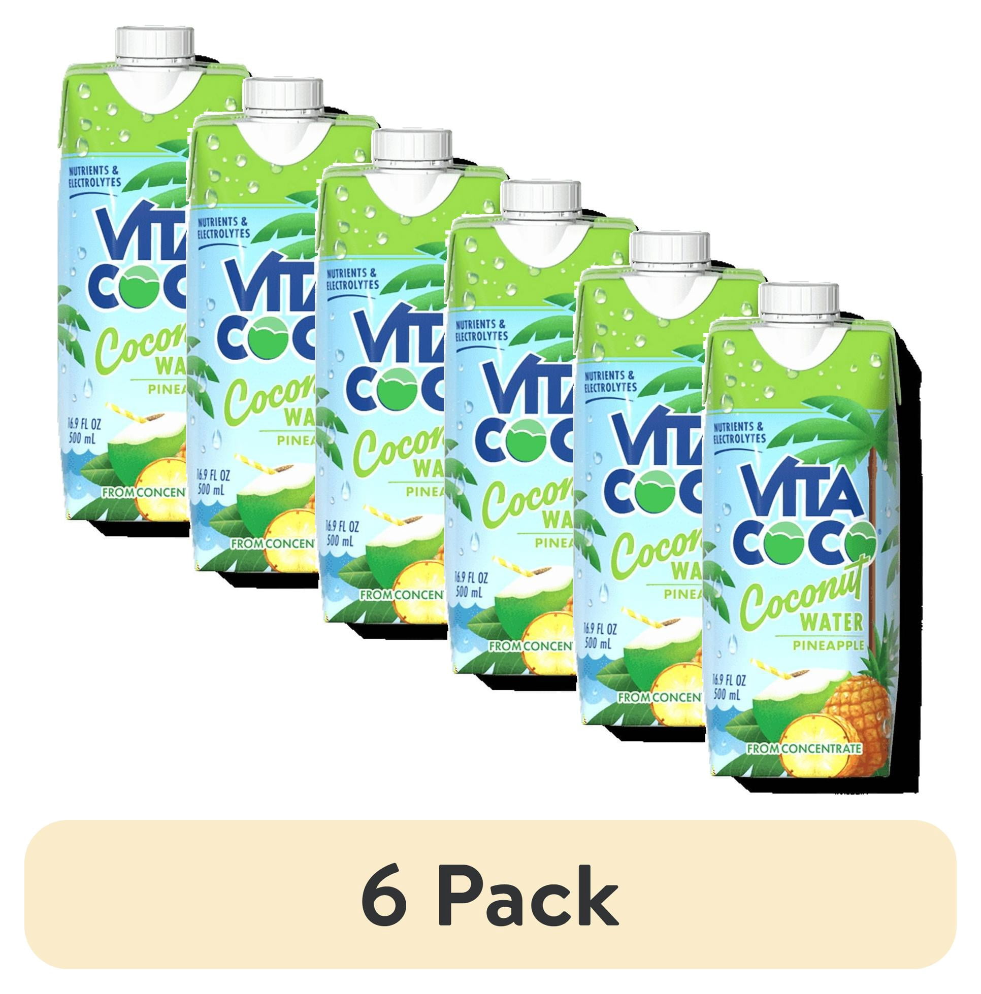 (6 pack) Vita Coco Coconut Water, Nutrients & Electrolytes Rich, Pineapple, 16.9 fl oz Tetra
