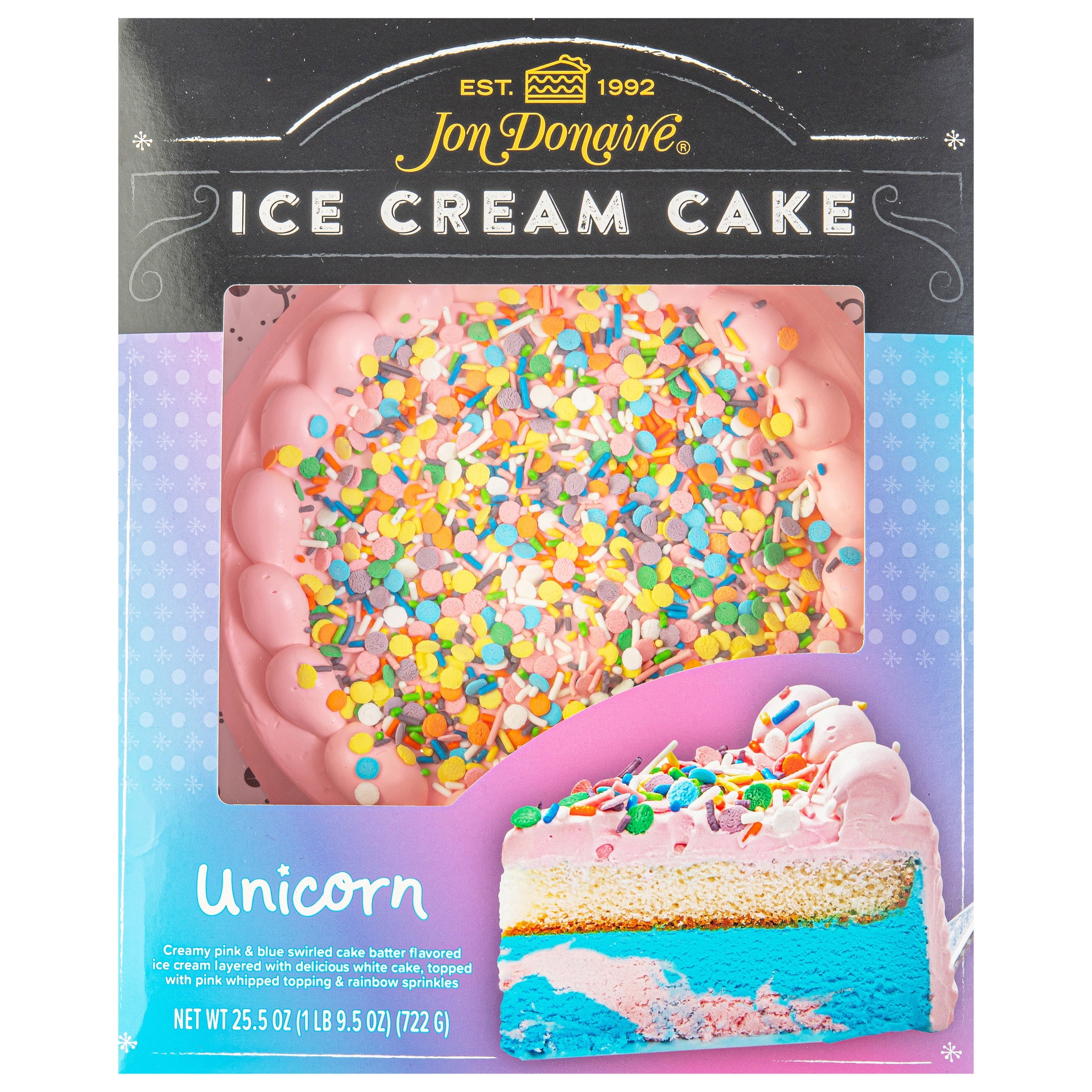 Jon Donaire 8" Unicorn Ice Cream Cake, Serves 9