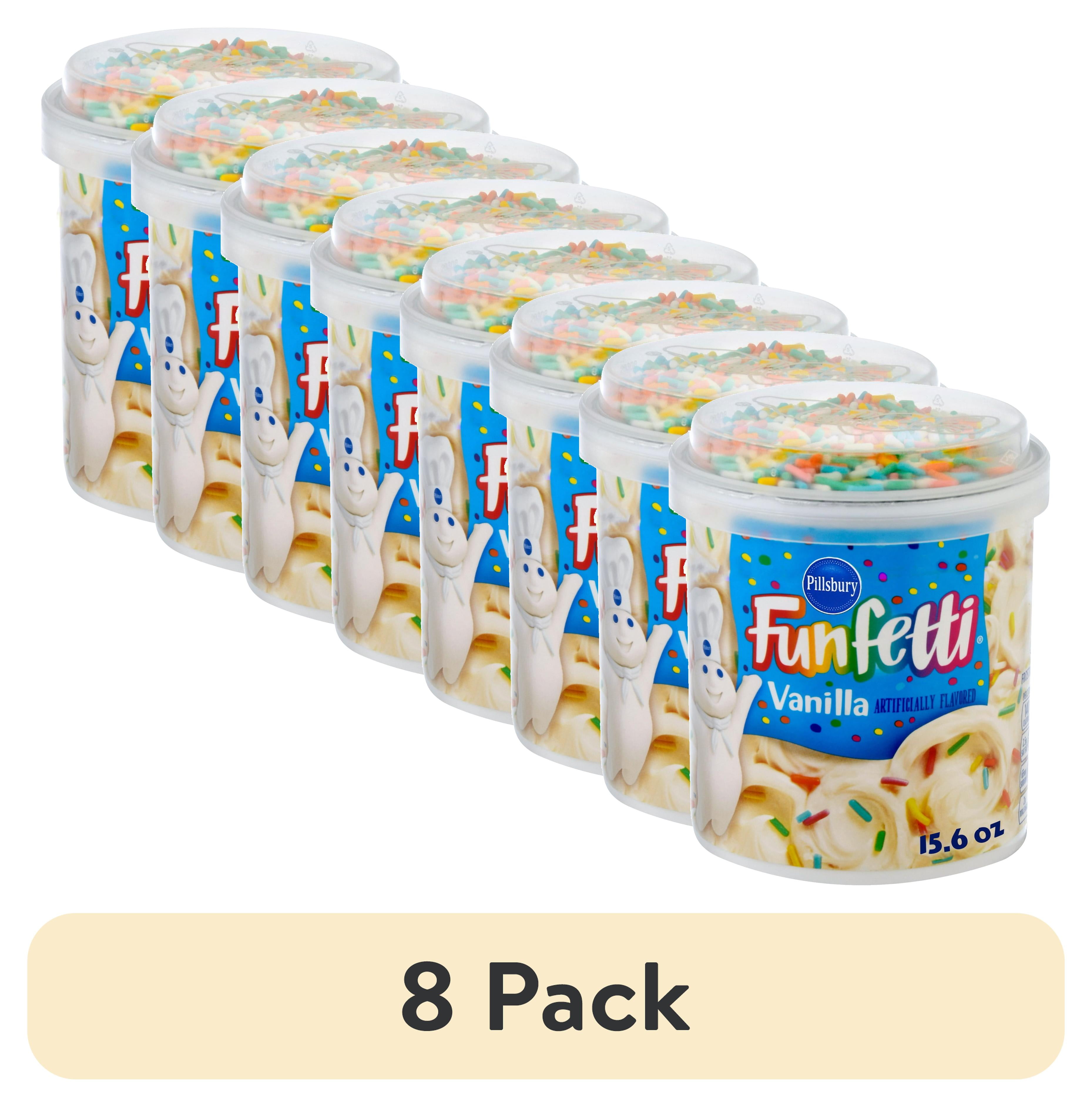 (8 pack) Pillsbury Funfetti Vanilla Frosting, 15.6 oz Tub