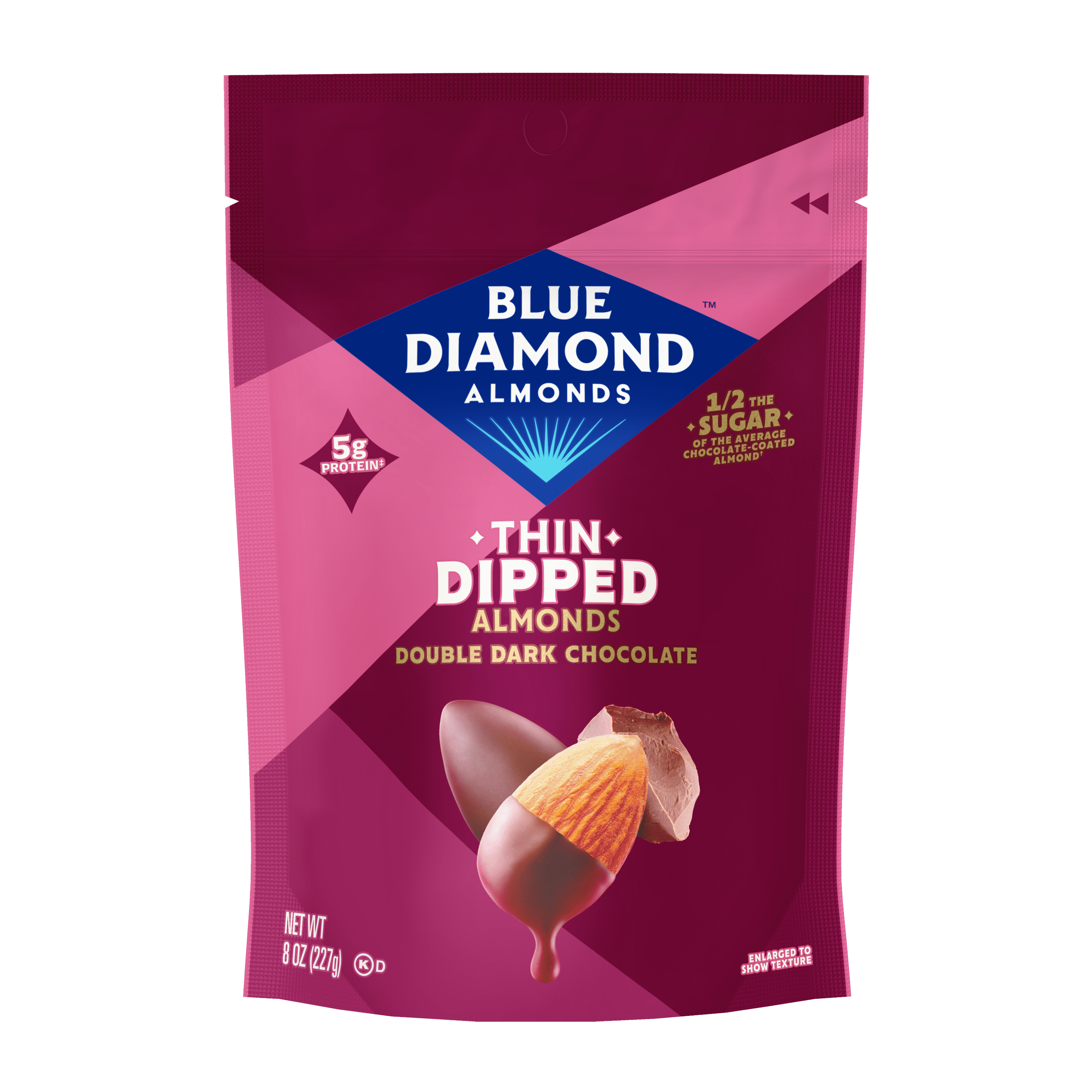 Blue Diamond Almonds, Thin Dipped Double Dark Chocolate Almonds for Guilt Free Snacking, 8 oz.