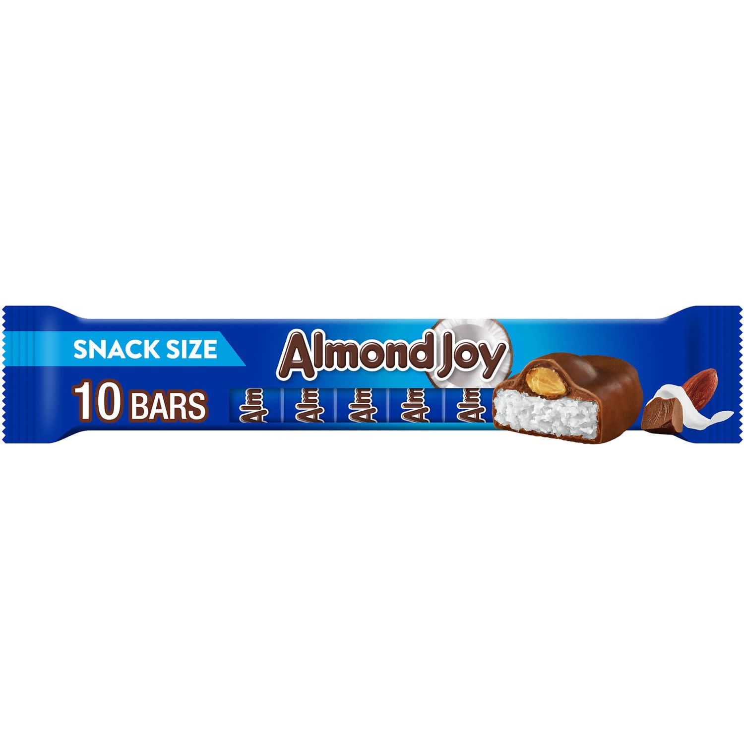 Almond Joy Coconut & Almond Chocolate Candy Bars & Miniatures, Snack Size, .6 oz (10 Count)