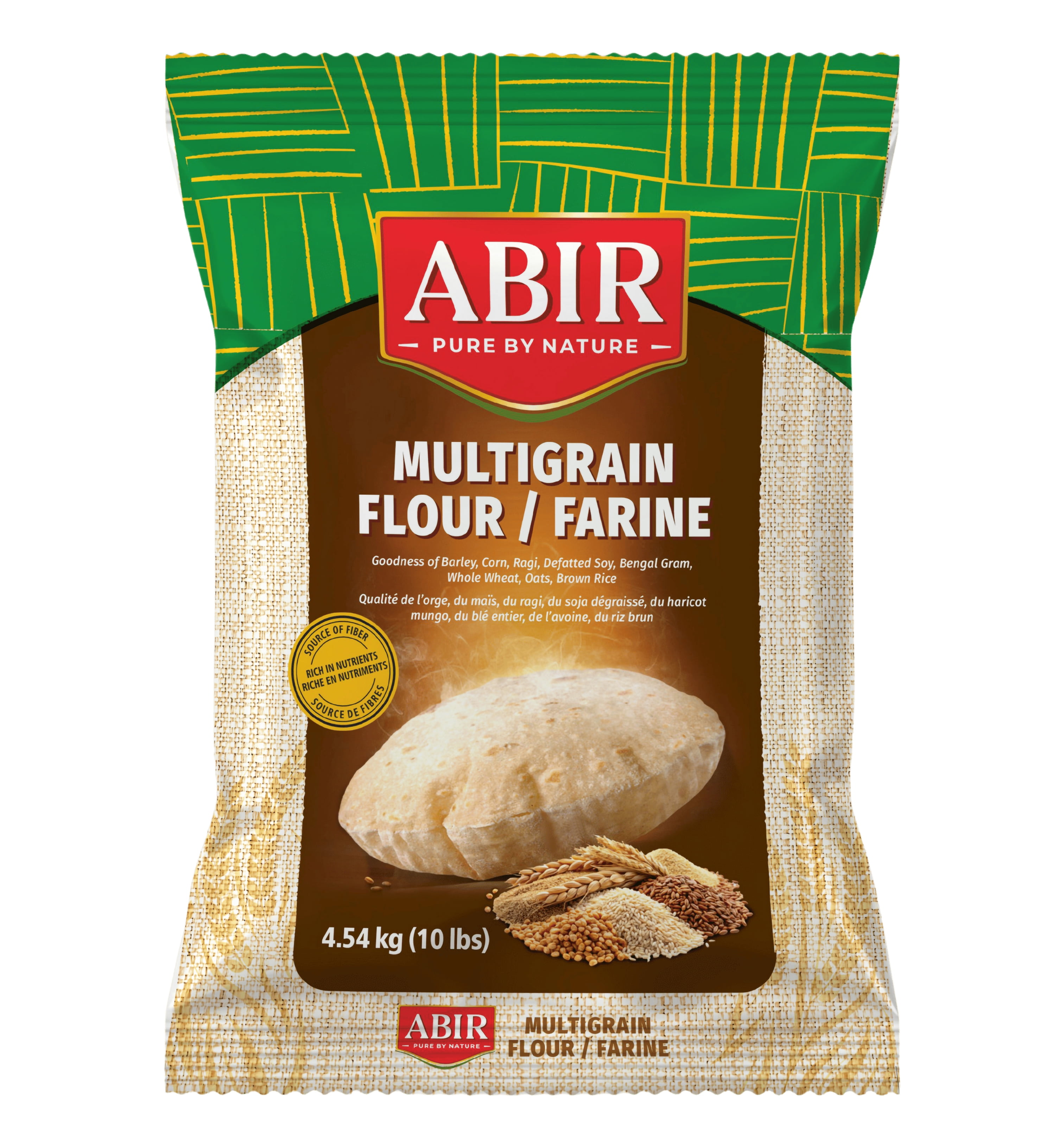 Abir Multigrain Whole Wheat Flour 10 lb Bag - Nutrient-Packed Blend