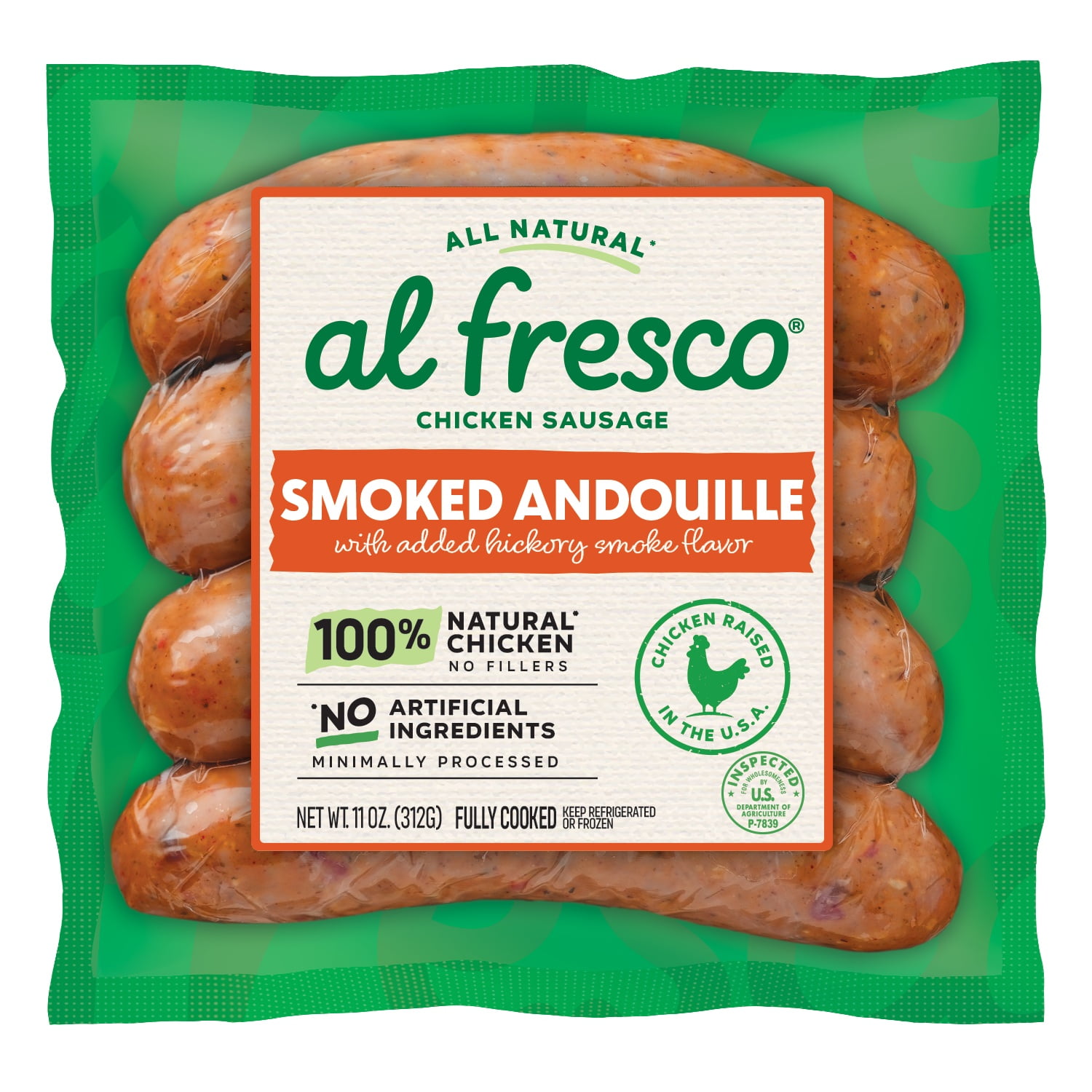 Al Fresco Smoked Andouille Chicken Sausage 11 oz, 4 Count