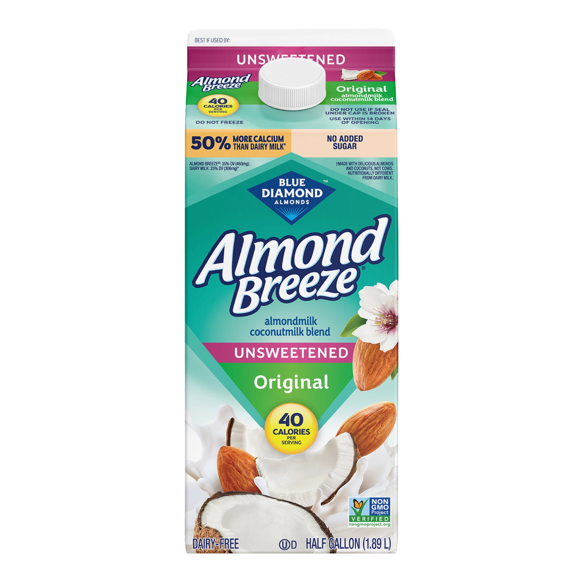 Almond Breeze Coconut Unsweetened Original Almondmilk, Half Gallon (1.89 L)
