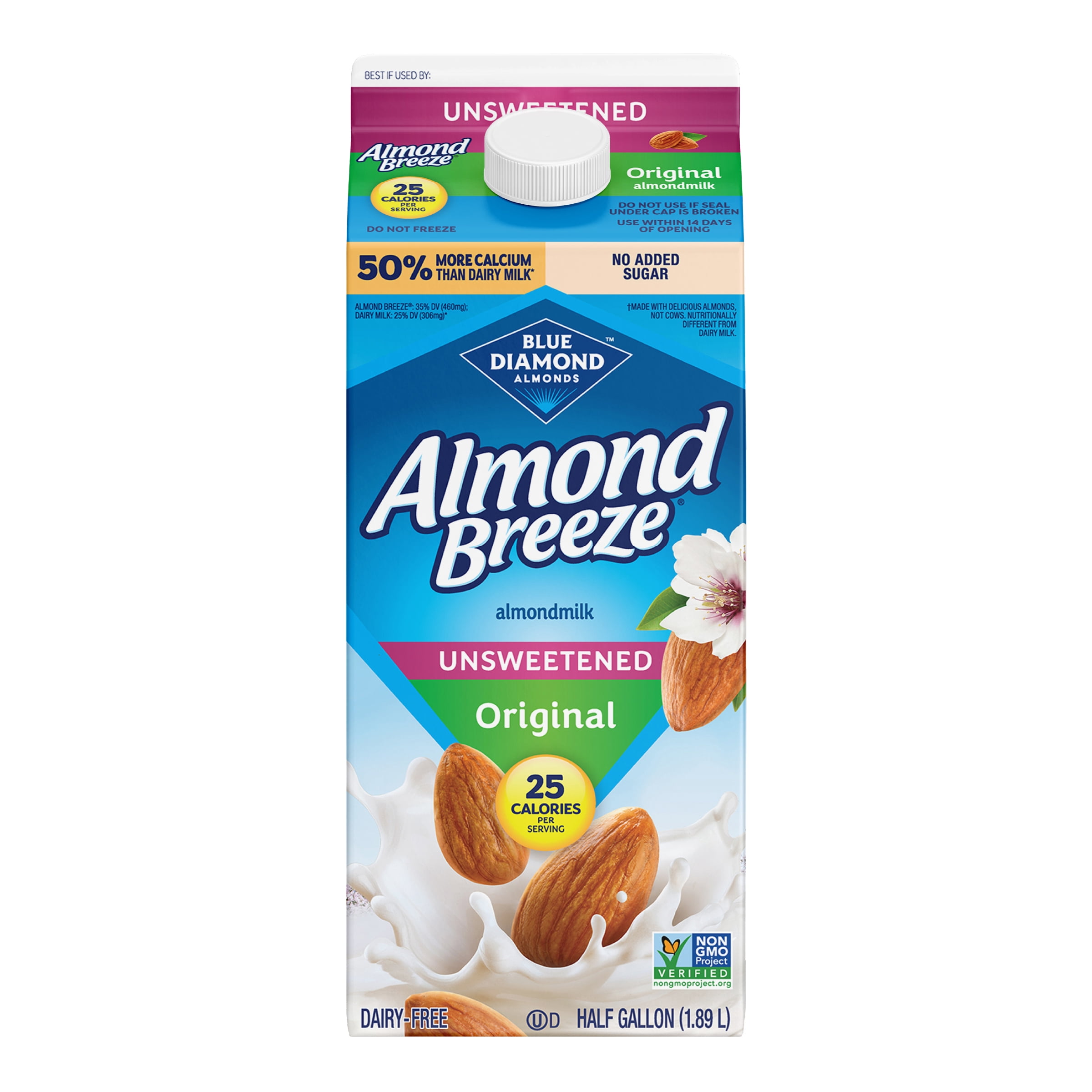 Almond Breeze Unsweetened Original Almondmilk, Half Gallon (1.89 L)