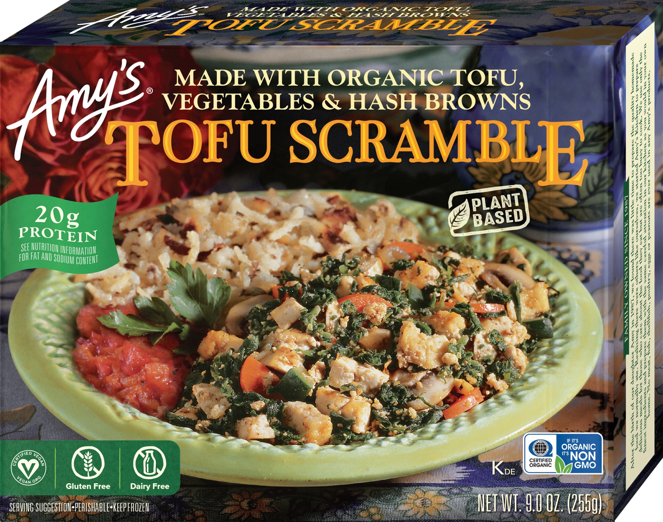 Amys Frozen Meals, Tofu Scramble, Plant-Based Microwave Meal, 9 oz