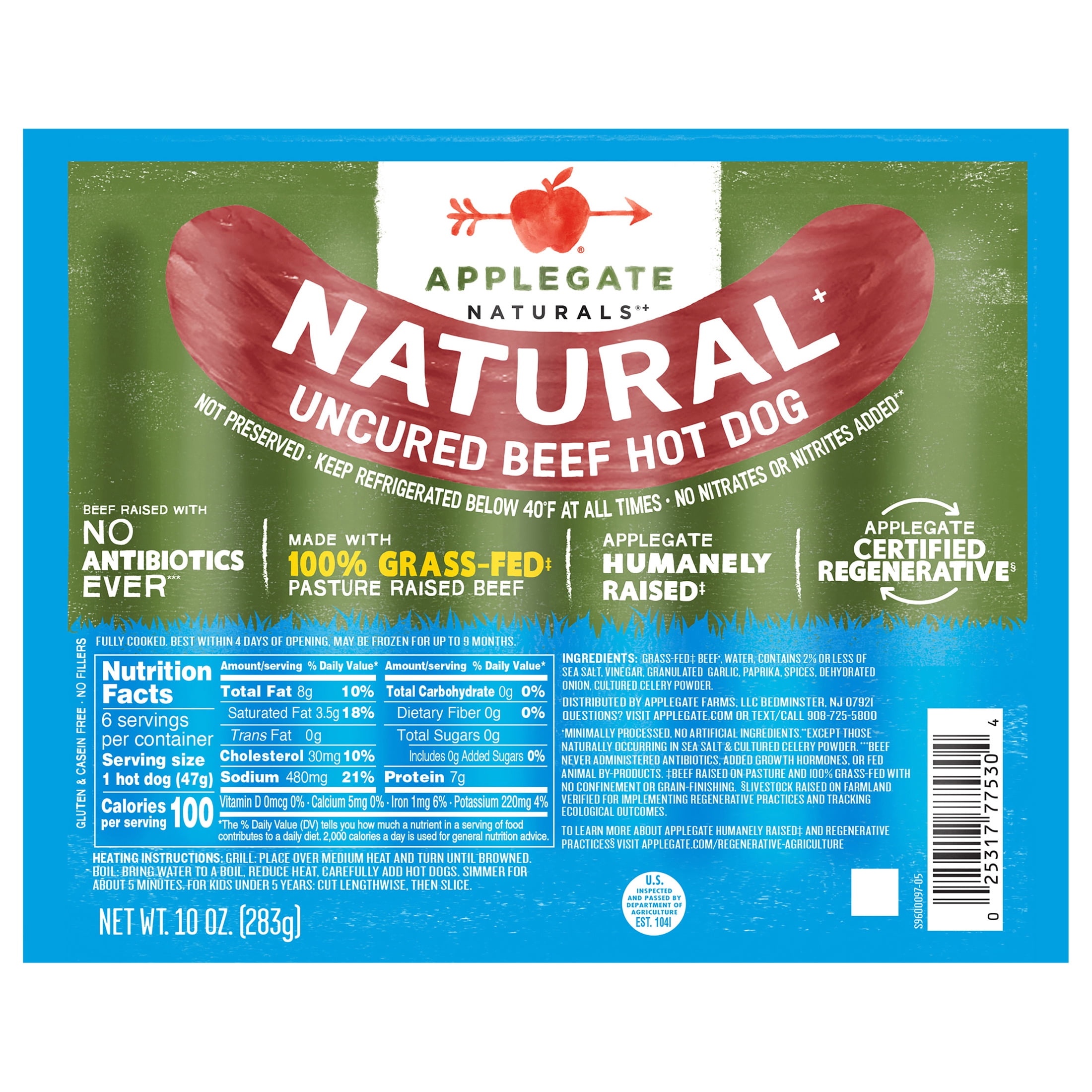Applegate Naturals Uncured Beef Hot Dog, 10oz