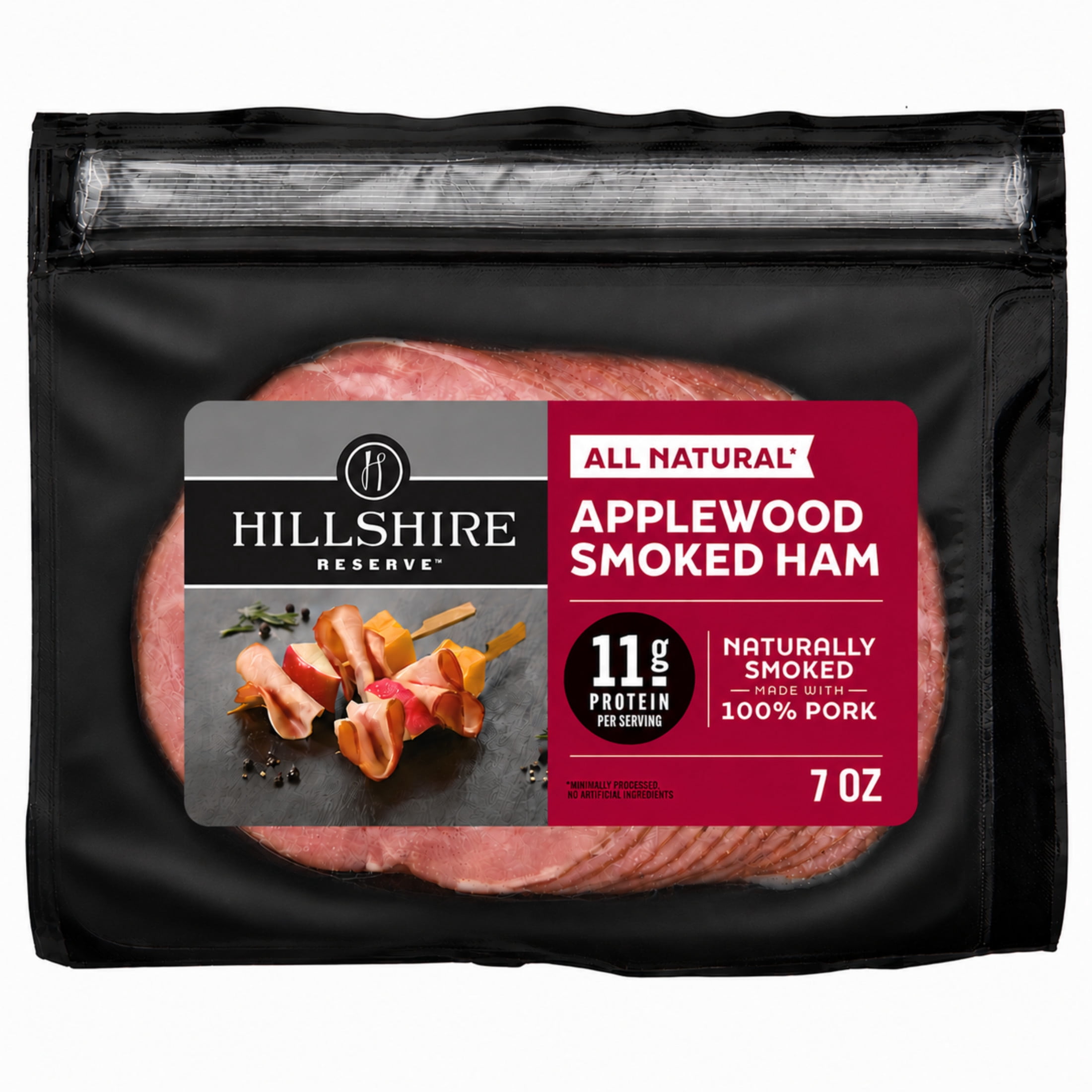 Hillshire Reserve Applewood Smoked Ham, All Natural Lunch Meat, 7 oz Packet