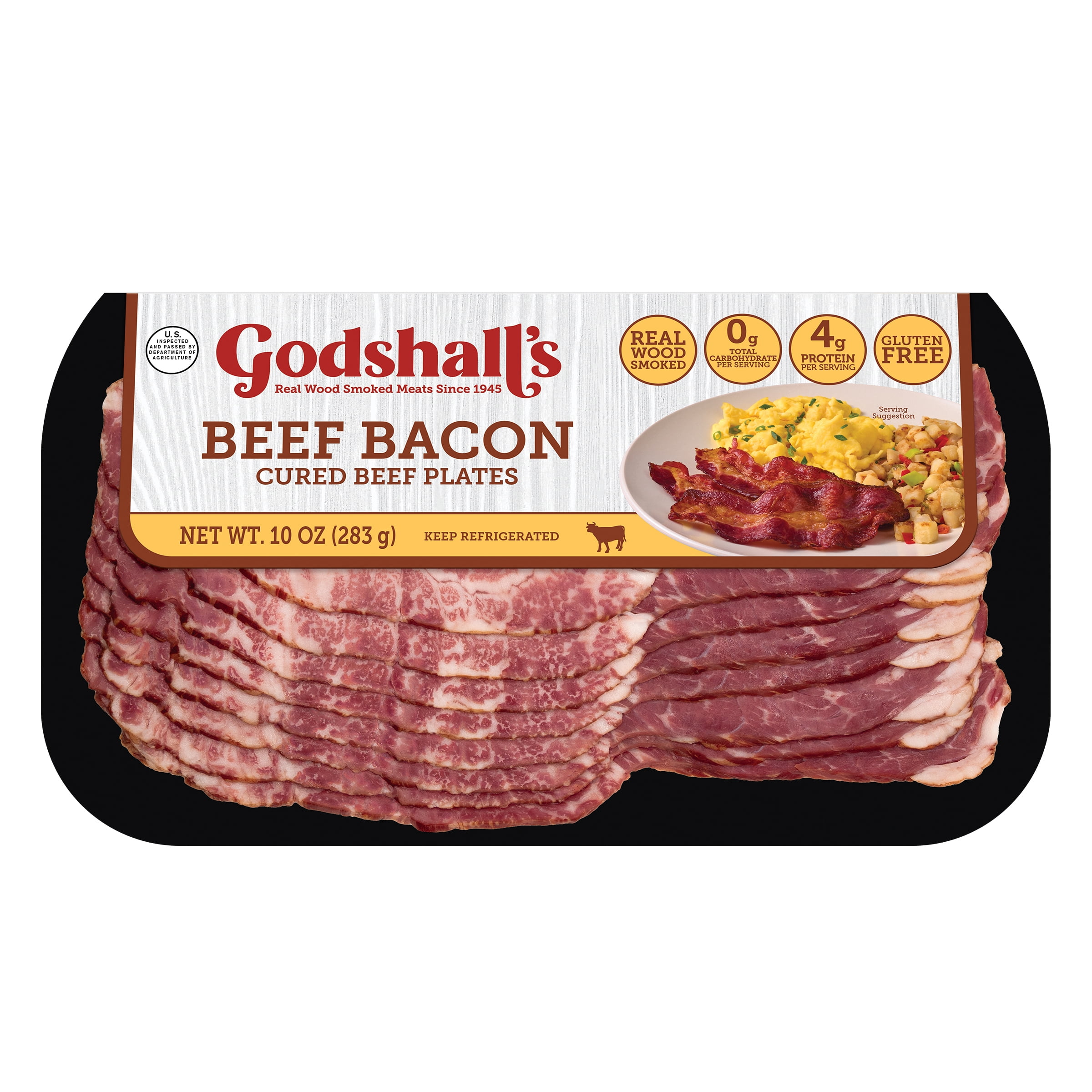 Godshall's Cured Ready to Cook Real Wood Smoked Beef Bacon, 10 oz Package