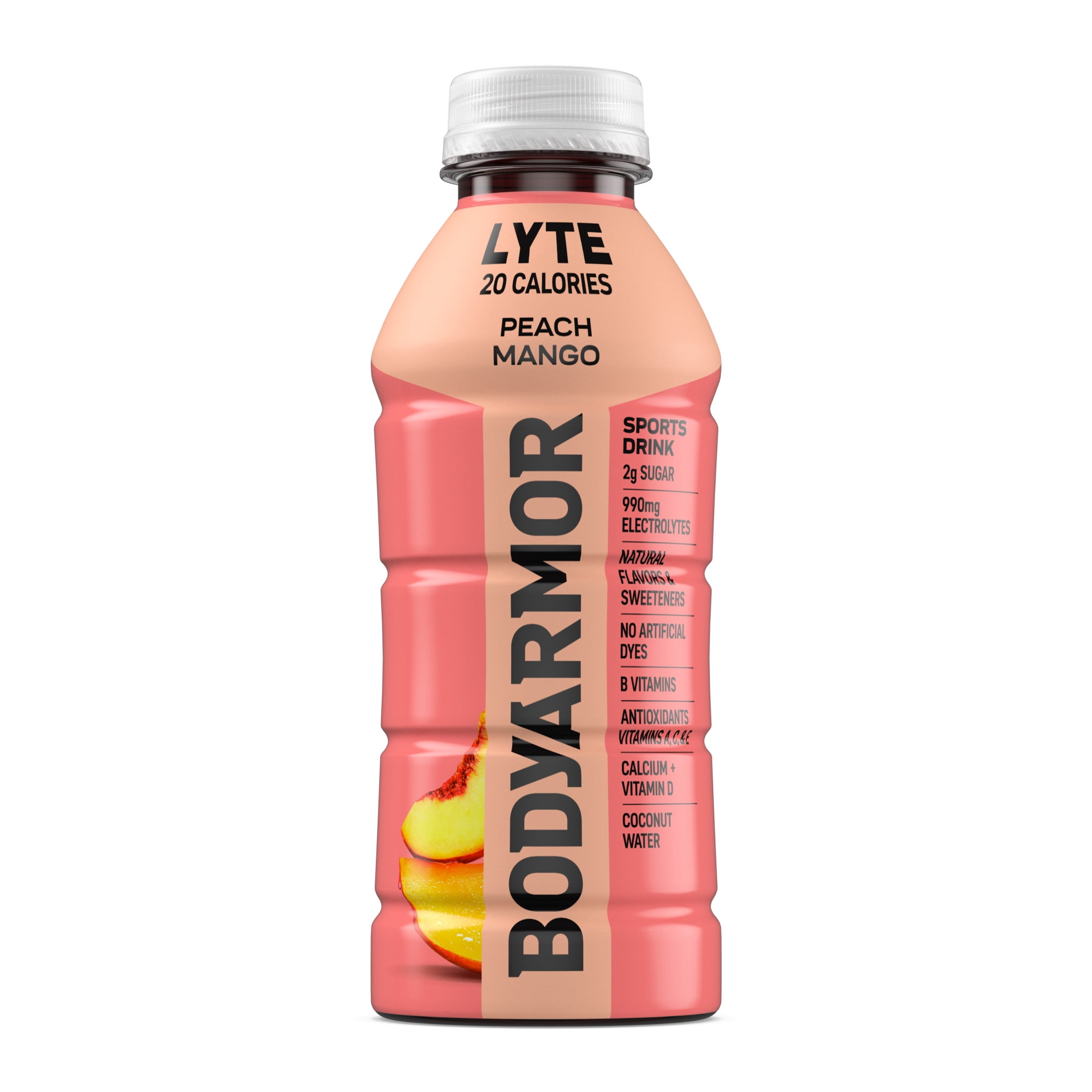 BODYARMOR Lyte Peach Mango Electrolyte Sports Drink Bottle, 16 fl oz