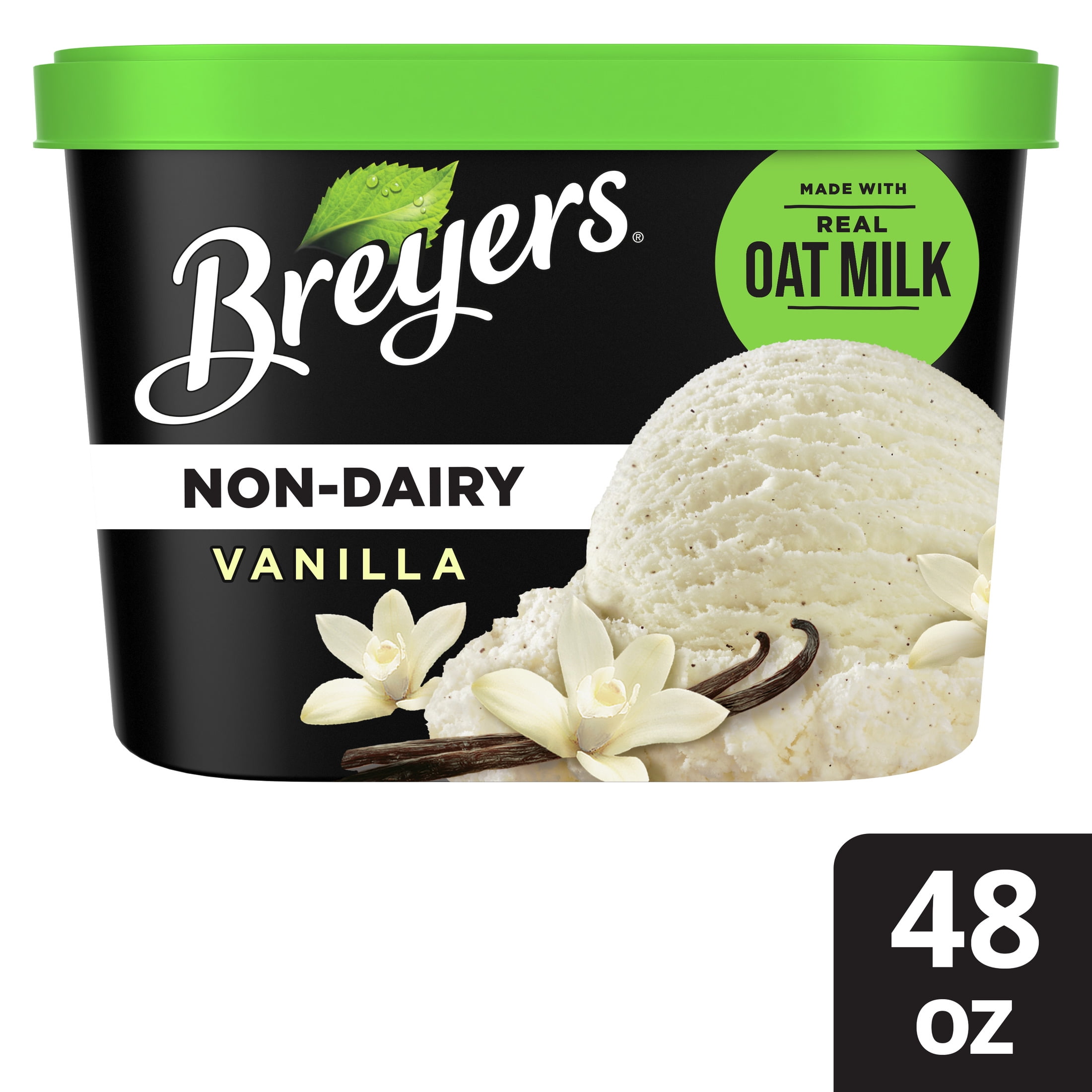 Breyers Non-Dairy Vanilla Ice Cream, Made with Real Oat Milk, 48 oz