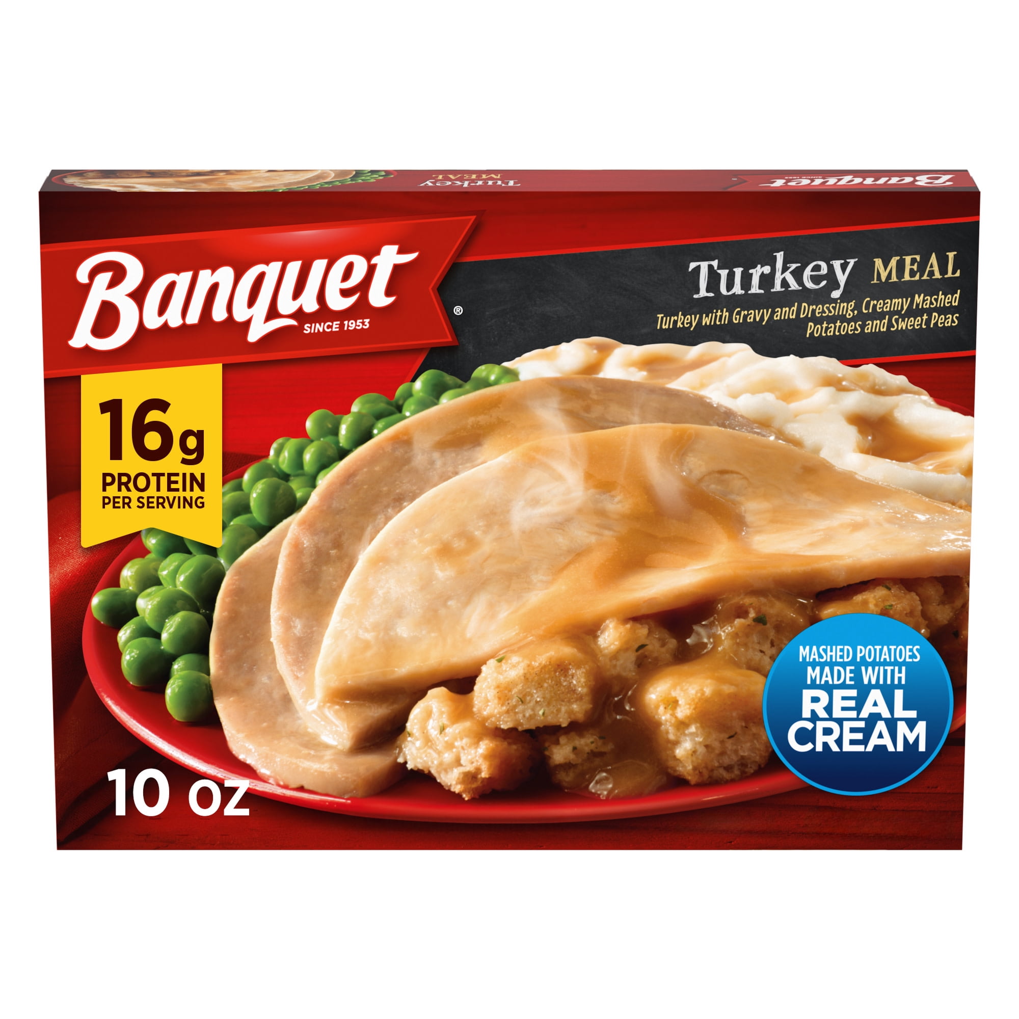 Banquet Turkey Meal with Mashed Potatoes, 16g Protein, Frozen Meal, 10 oz.