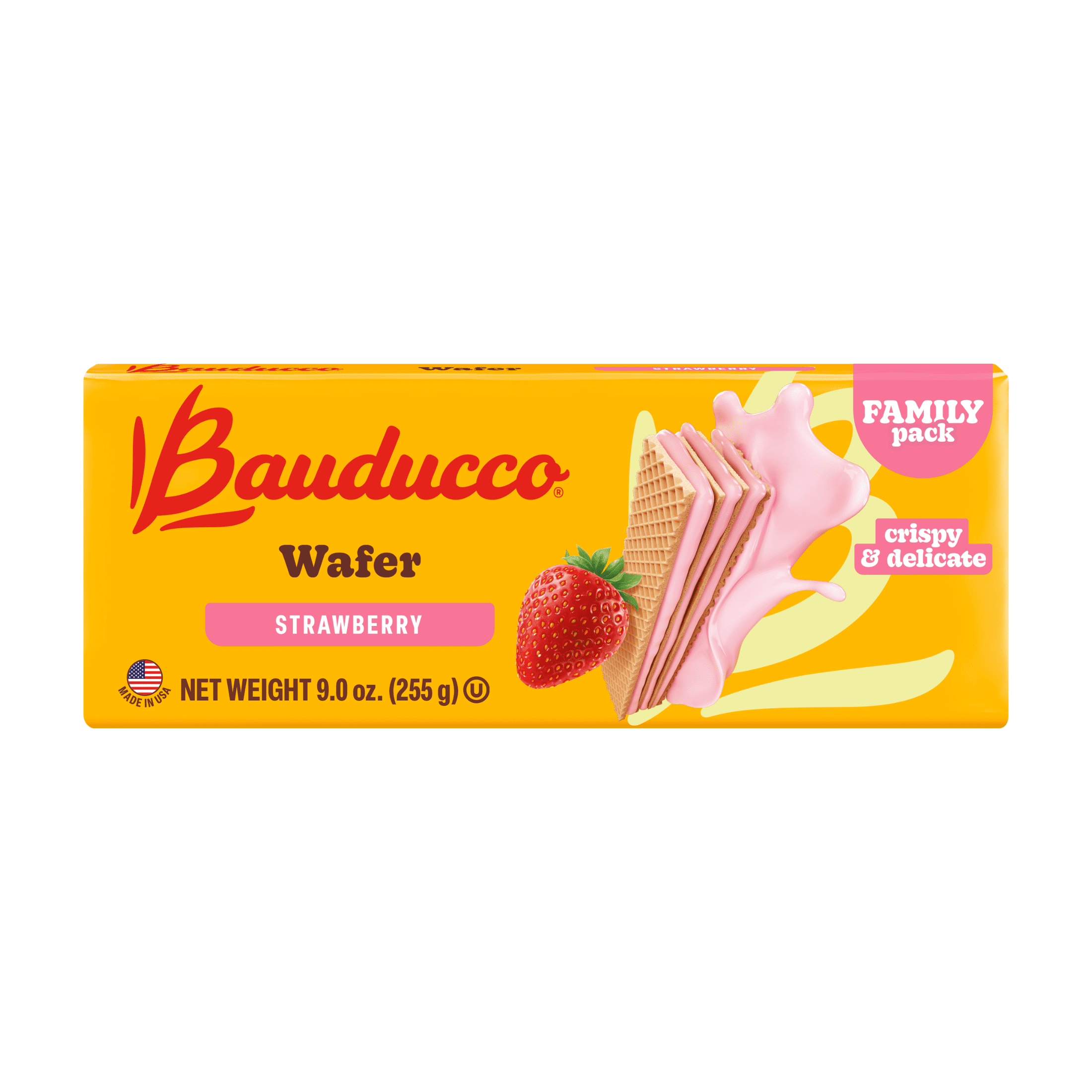 Bauducco Strawberry Wafers, 9 oz, Family Pack, Certified Vegan, No Artificial Flavor or Colors