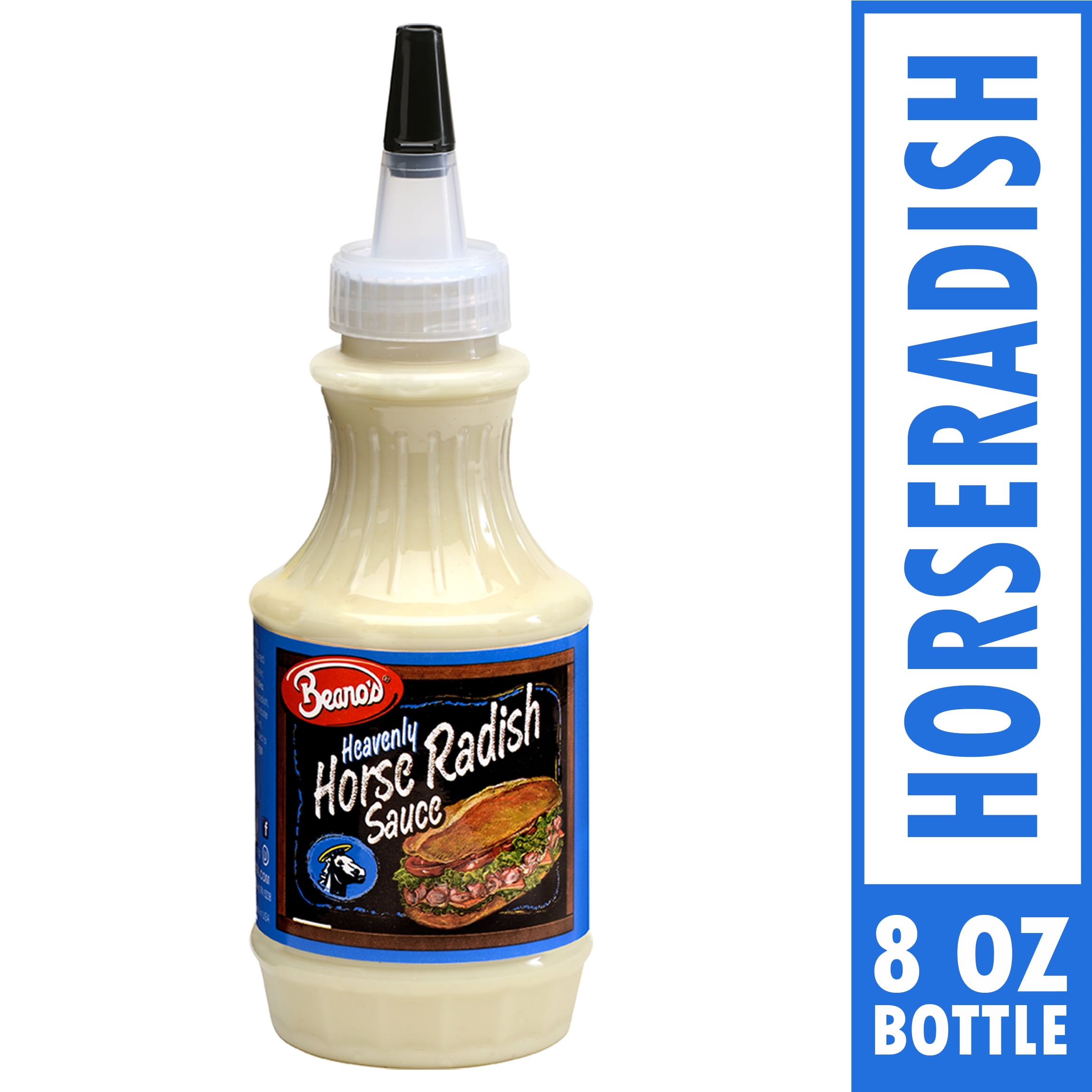 Beano's Gluten Free Creamy Heavenly Horseradish Sandwich Sauce, 8 oz. Bottle, Shelf Stable, Contains Egg