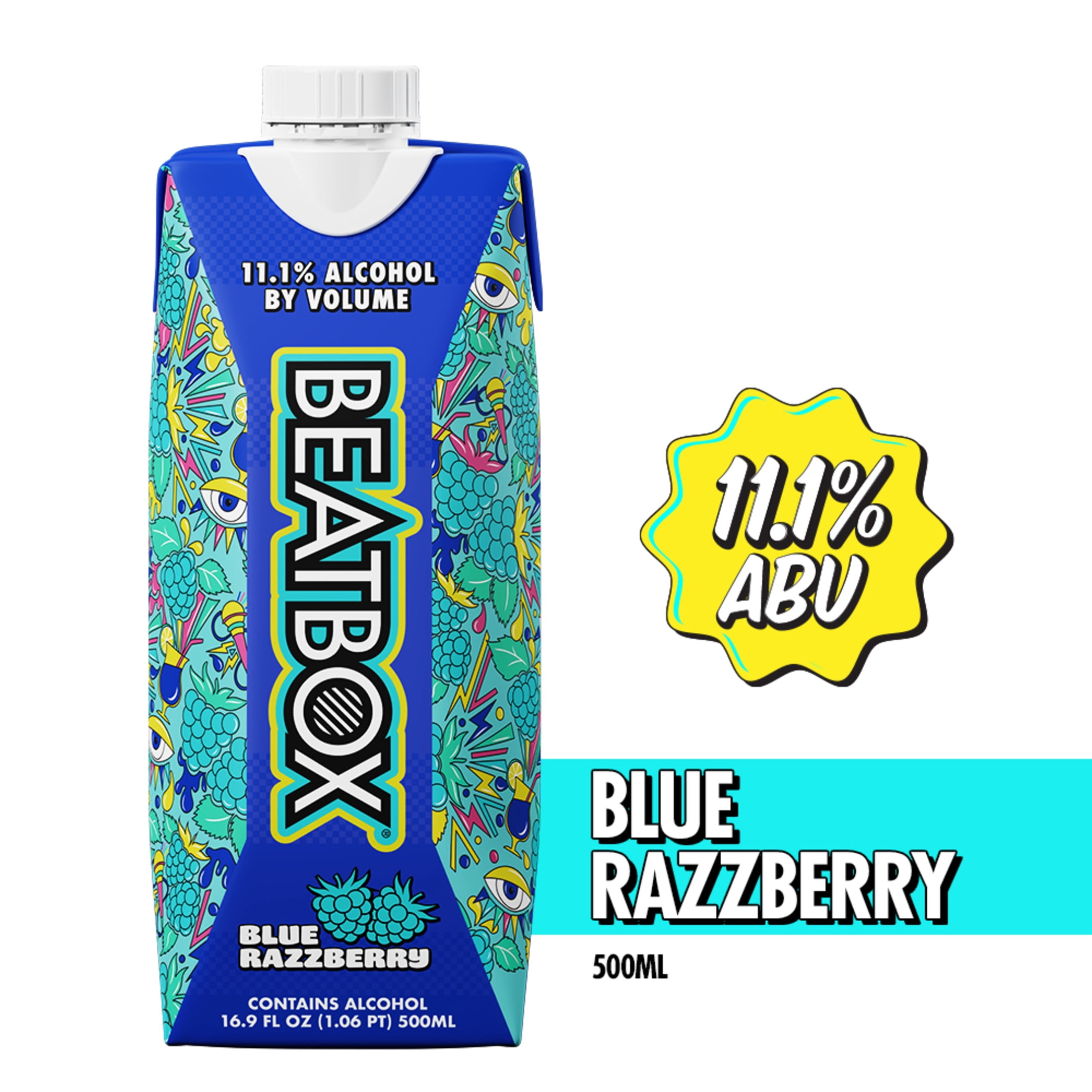 BeatBox Blue Razzberry Wine Cocktail, 11.1% ABV, 500 mL Tetra Pak