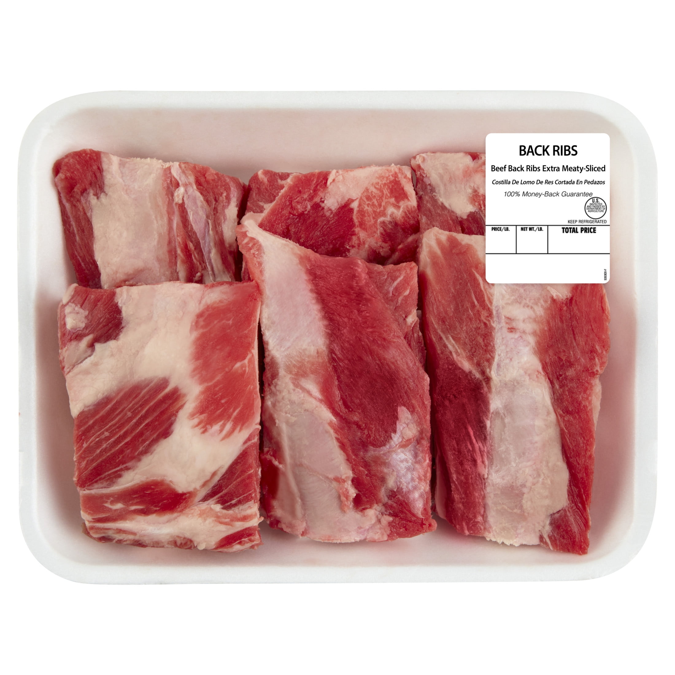 Meaty Beef Back Ribs, Bone-in, 6 per Tray, Fresh, 1.0 - 2.8 lb