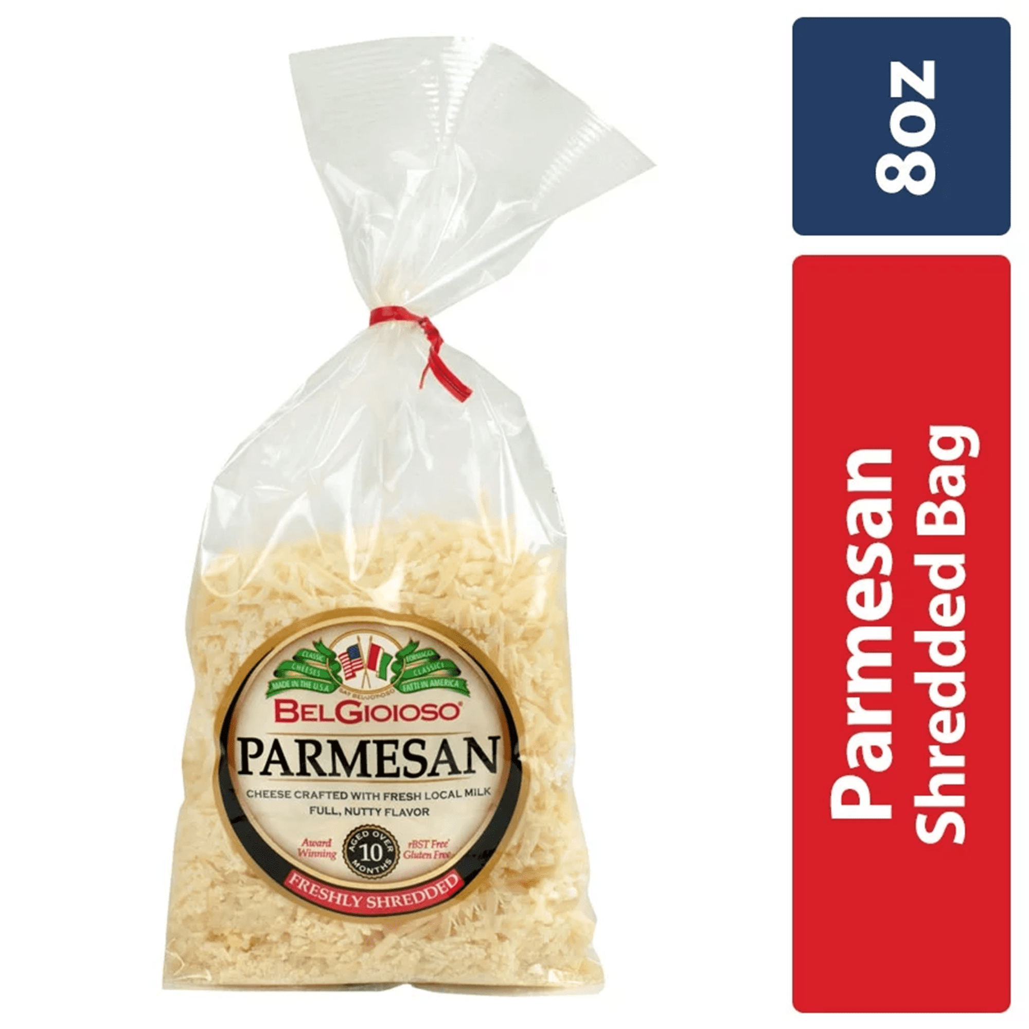 BelGioioso Freshly Shredded Parmesan Cheese, Refrigerated 8 oz Plastic Bag