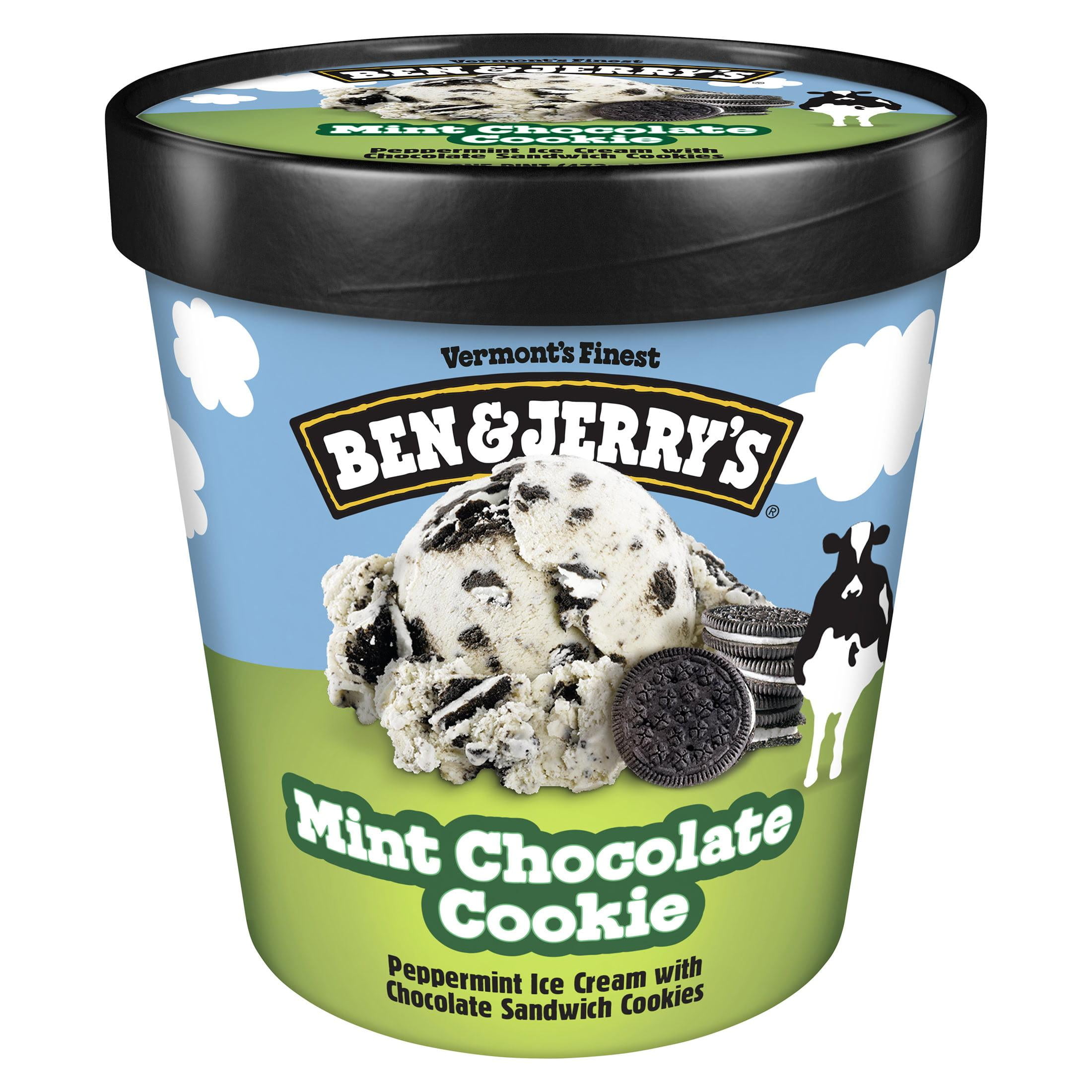 Ben & Jerry's Mint Chocolate Peppermint Ice Cream Kosher Milk Cage-Free Eggs, 1 Pint