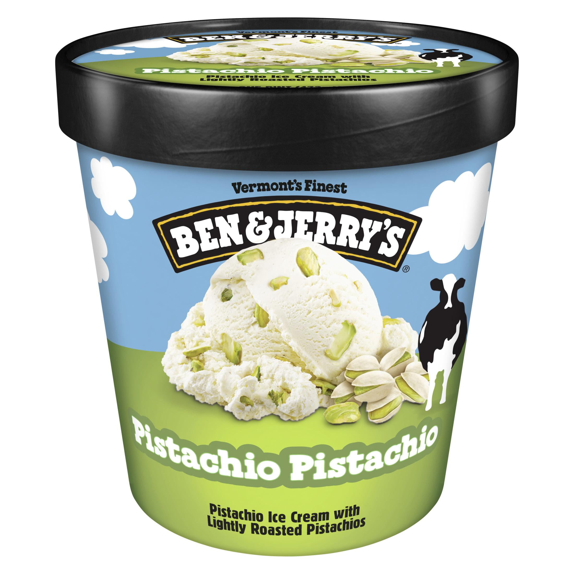 Ben & Jerry's Non-GMO Pistachio Ice Cream Gluten-Free Cage-Free Eggs, 1 Pint