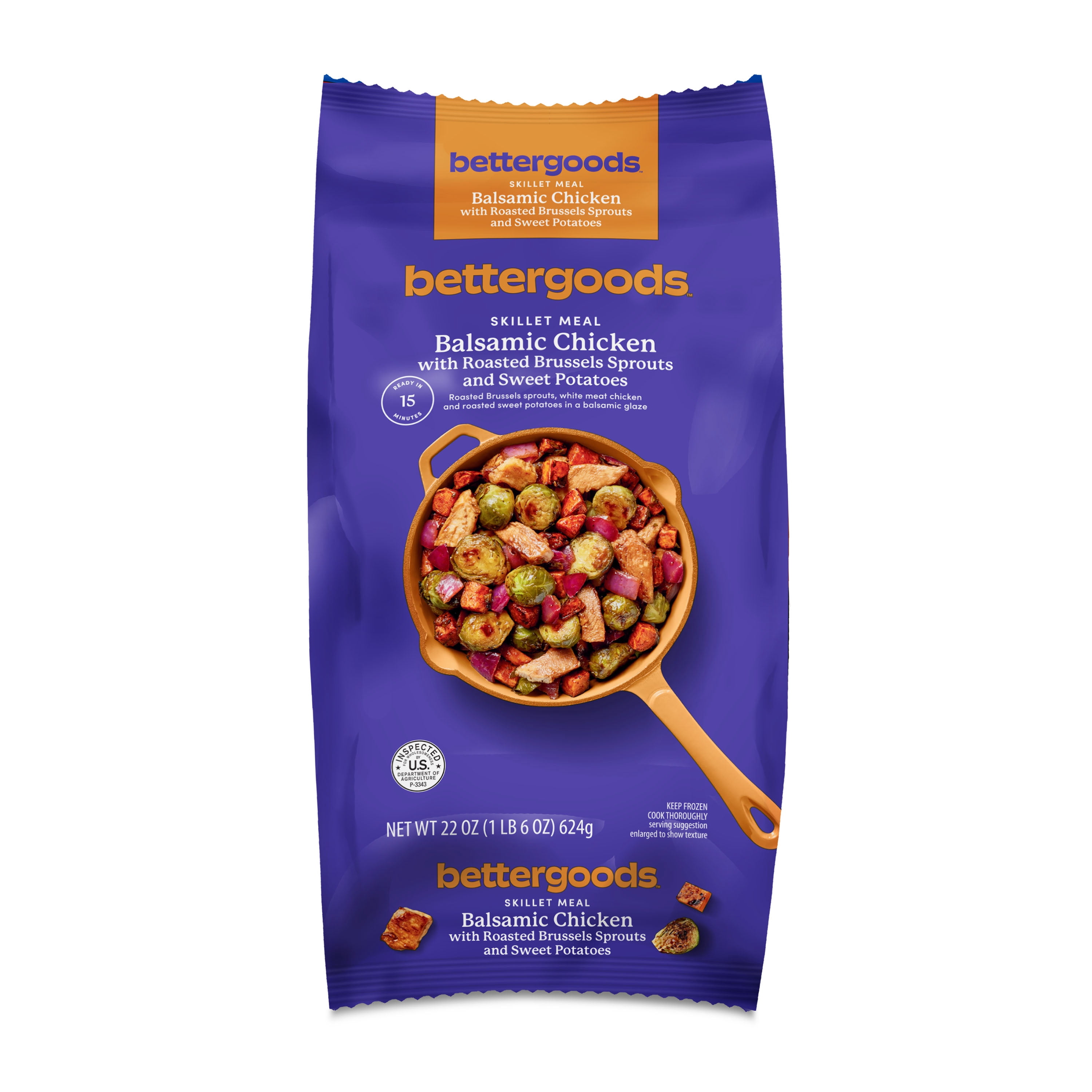 bettergoods Balsamic Chicken with Roasted Brussel Sprouts and Sweet Potatoes Skillet Meal, 22 oz (Frozen)