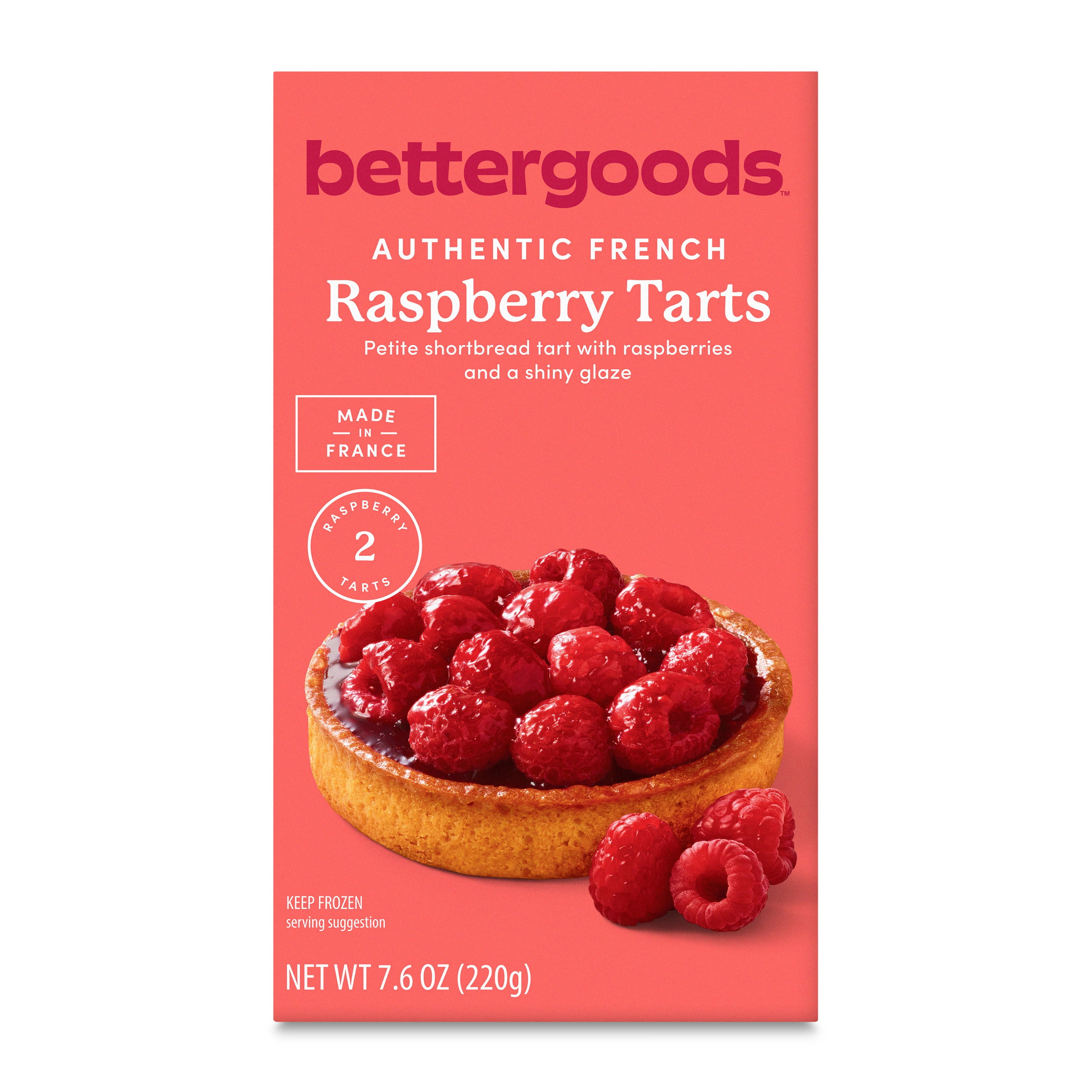 bettergoods Authentic French Raspberry Tarts, 7.6 oz, 2 Count (Frozen)