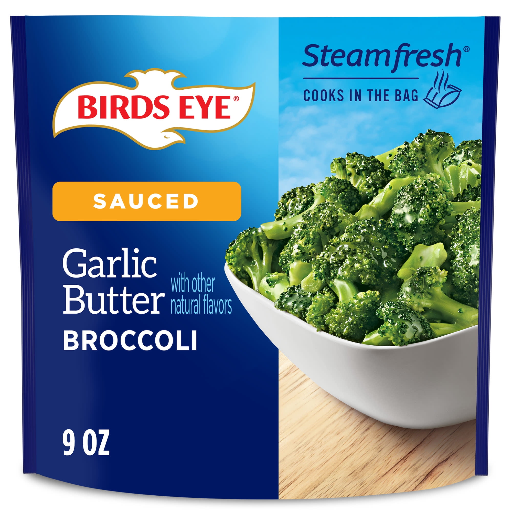 Birds Eye Steamfresh Garlic Butter Broccoli, Frozen Vegetables, 9 oz. Bag