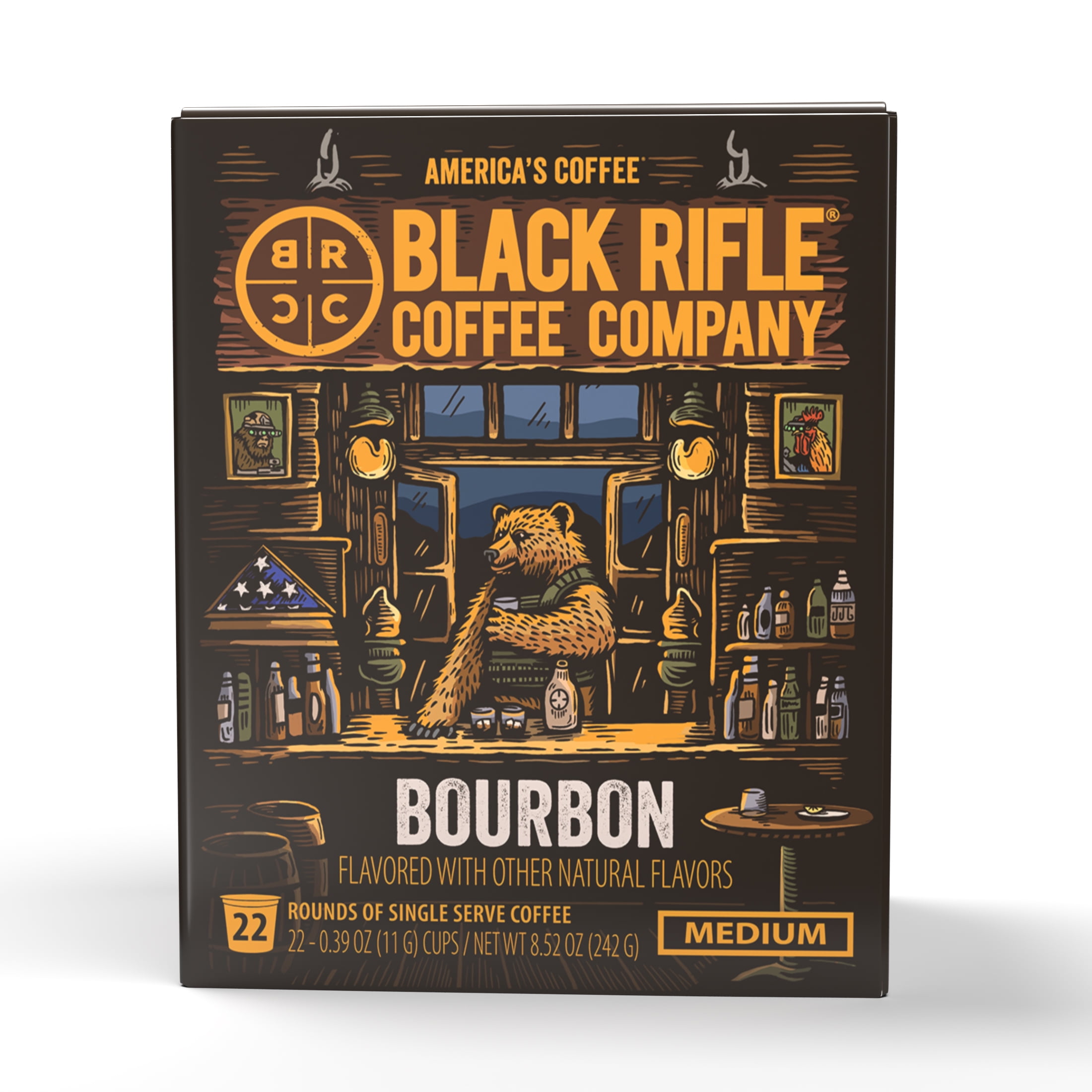 Black Rifle Coffee Bourbon K-Cup Pods, Medium Roast, 22 Ct