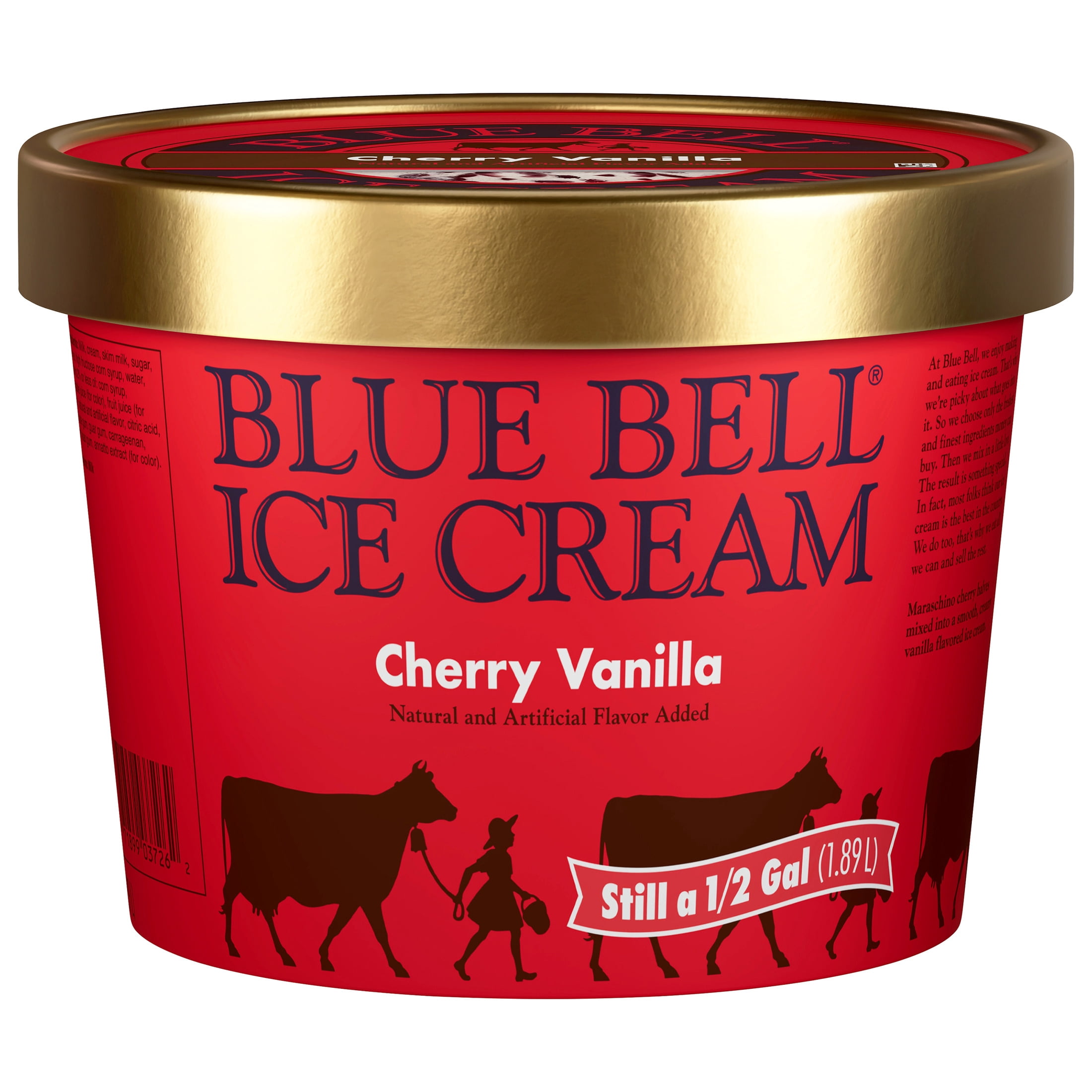 Blue Bell Cherry Vanilla Ice Cream Half Gallon, 64 fl oz