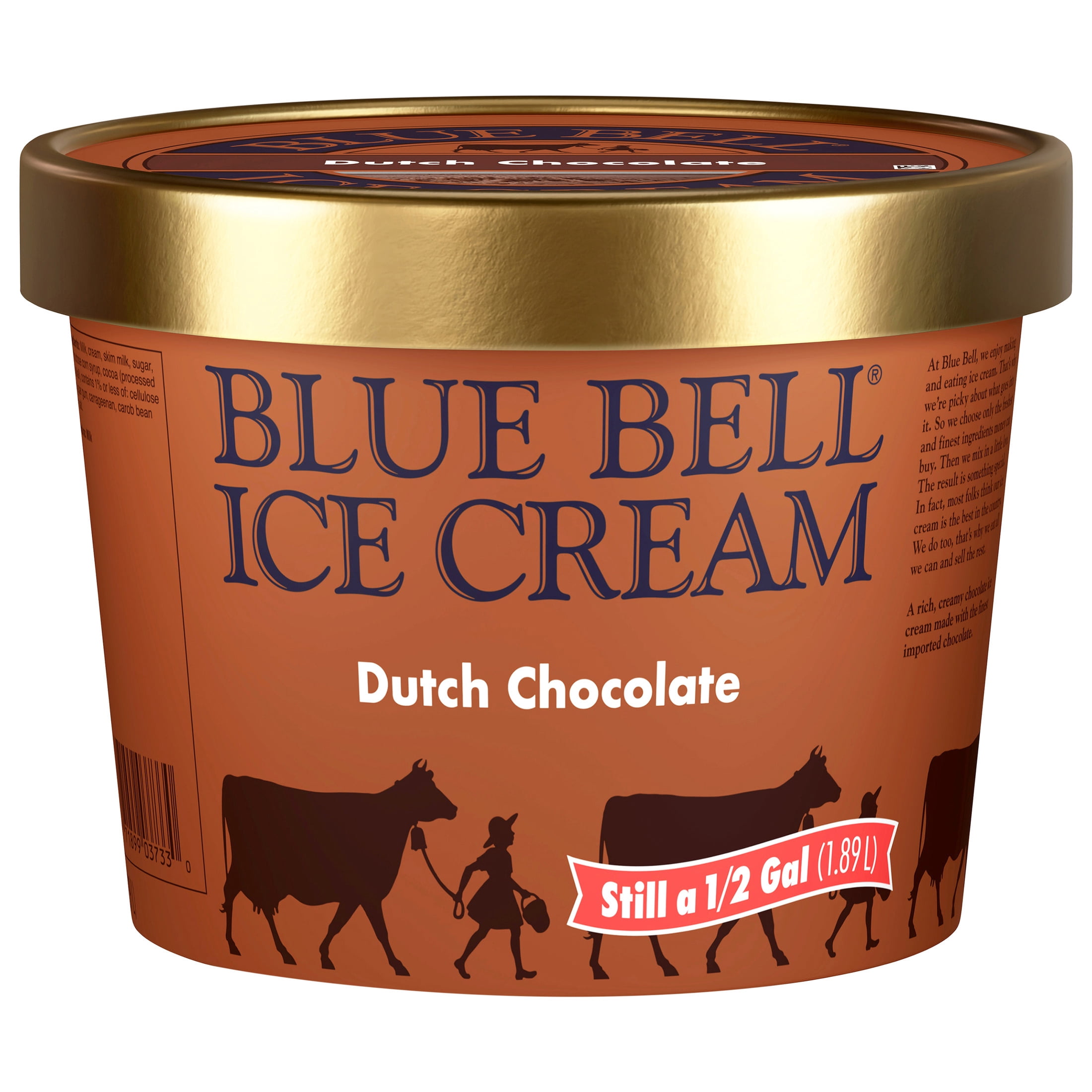 Blue Bell Dutch Chocolate Ice Cream Half Gallon, 64 fl oz