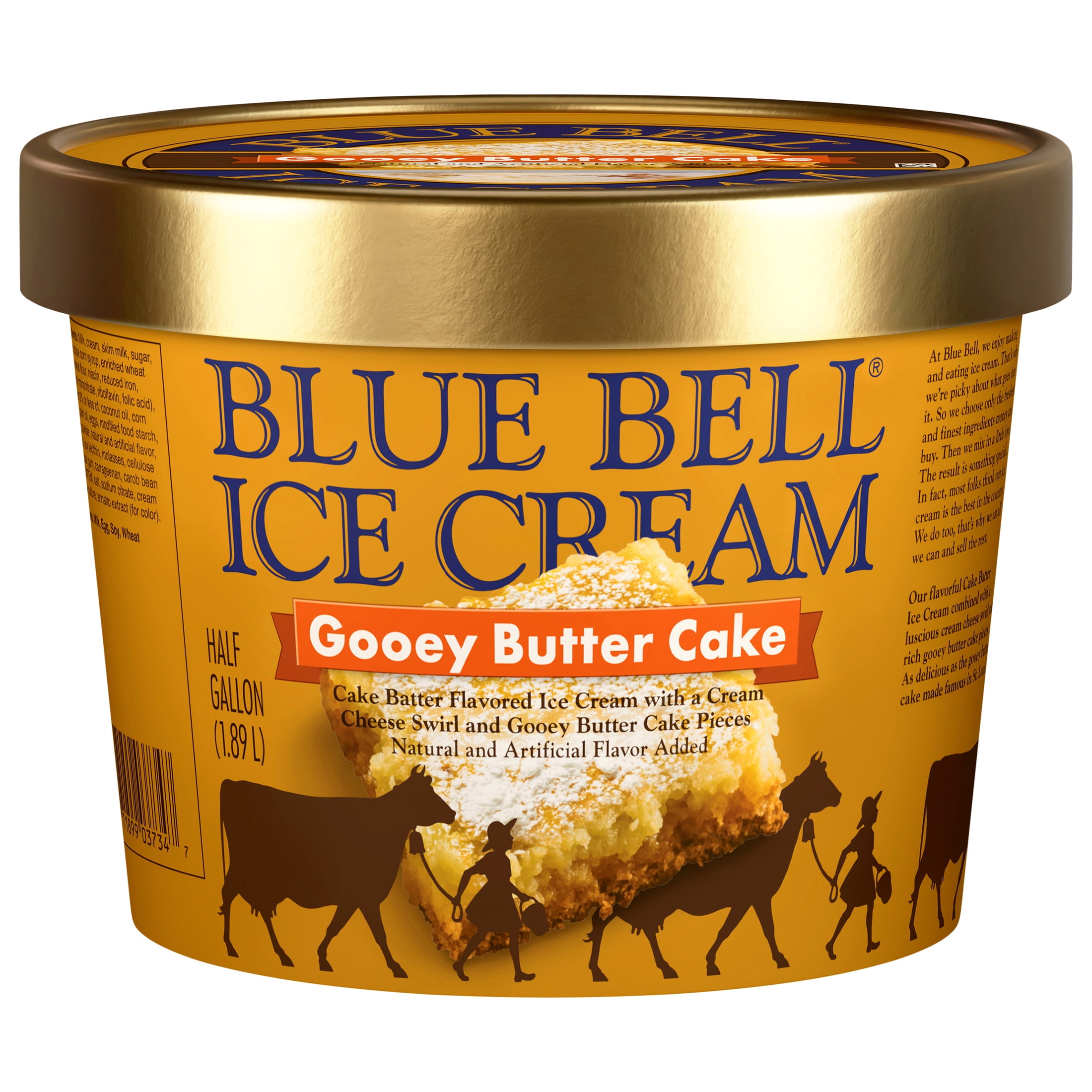 Blue Bell Gooey Butter Cake Ice Cream Half Gallon, 64 fl oz