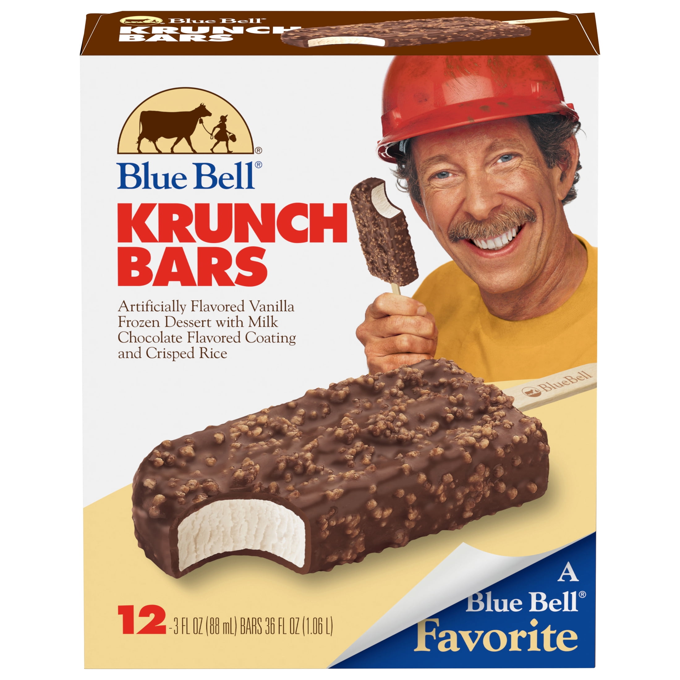 Blue Bell Krunch Frozen Dairy Dessert Bars, 3.0 fl oz, 12 Count
