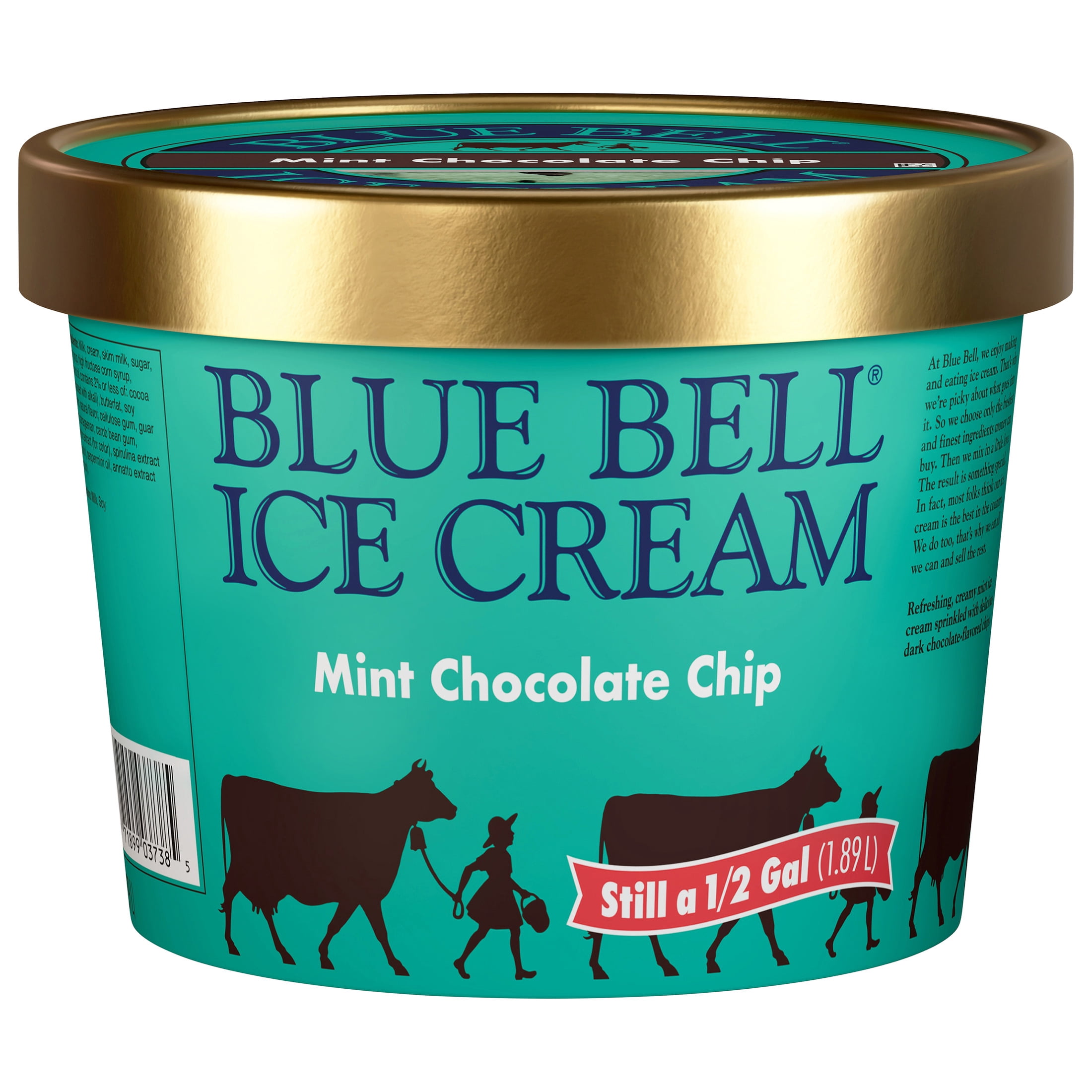 Blue Bell Mint Chocolate Chip Ice Cream Half Gallon, 64 fl oz