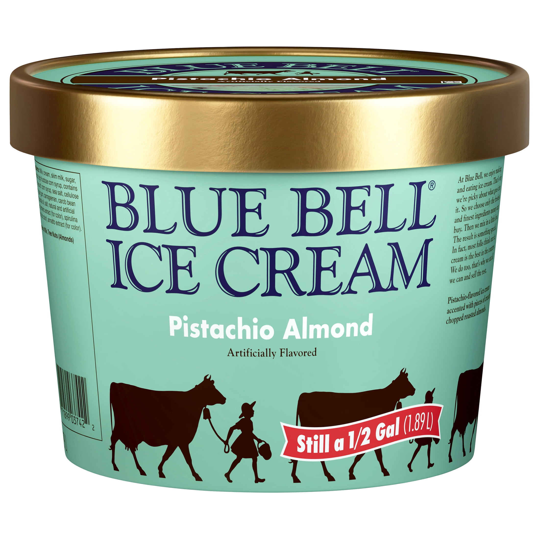 Blue Bell Pistachio Almond Ice Cream Half Gallon, 64 fl oz